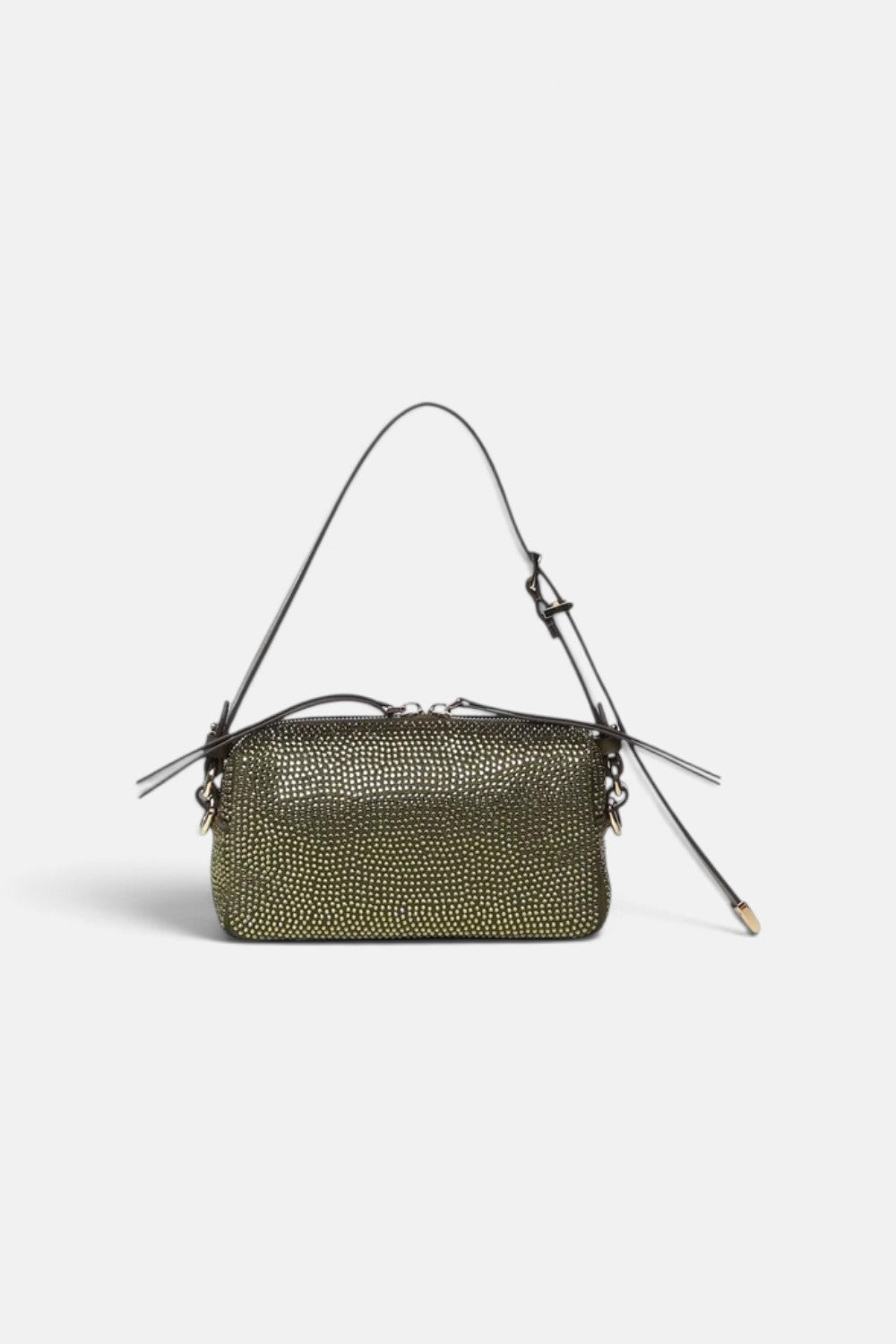 Borsa bauletto a tracolla mini effetto suede full strass 106967A3O8