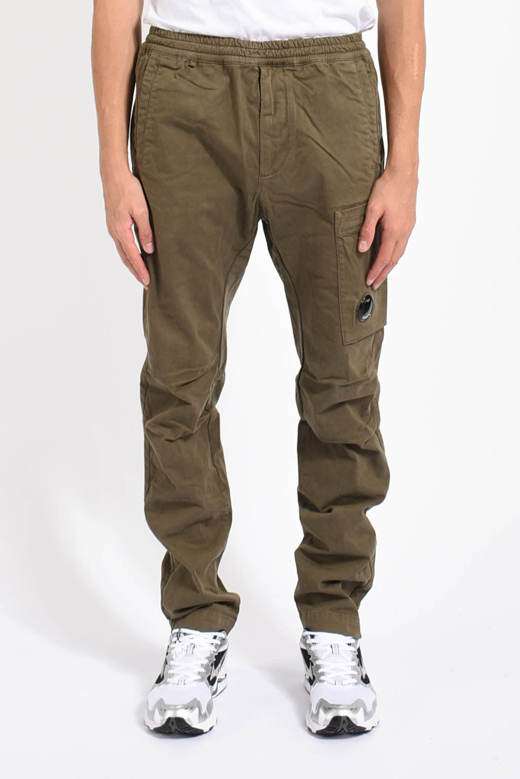 Pantaloni cargo in satin strech