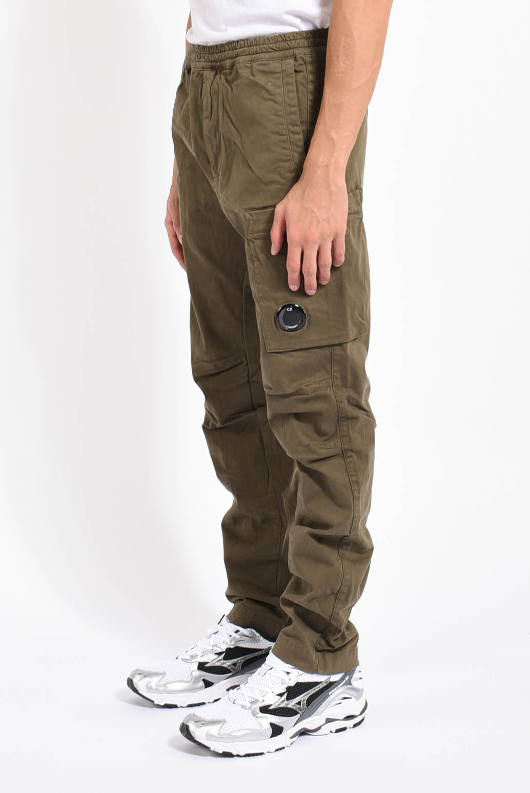 Pantaloni cargo in satin strech