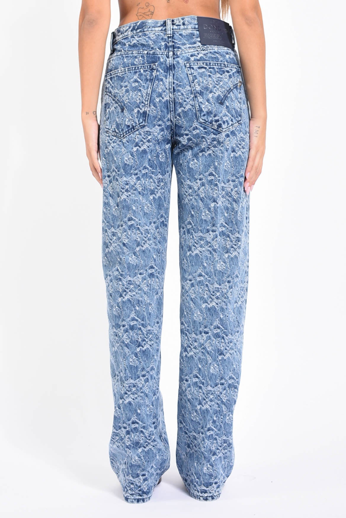 Jeans Francine wide leg in denim jaquard