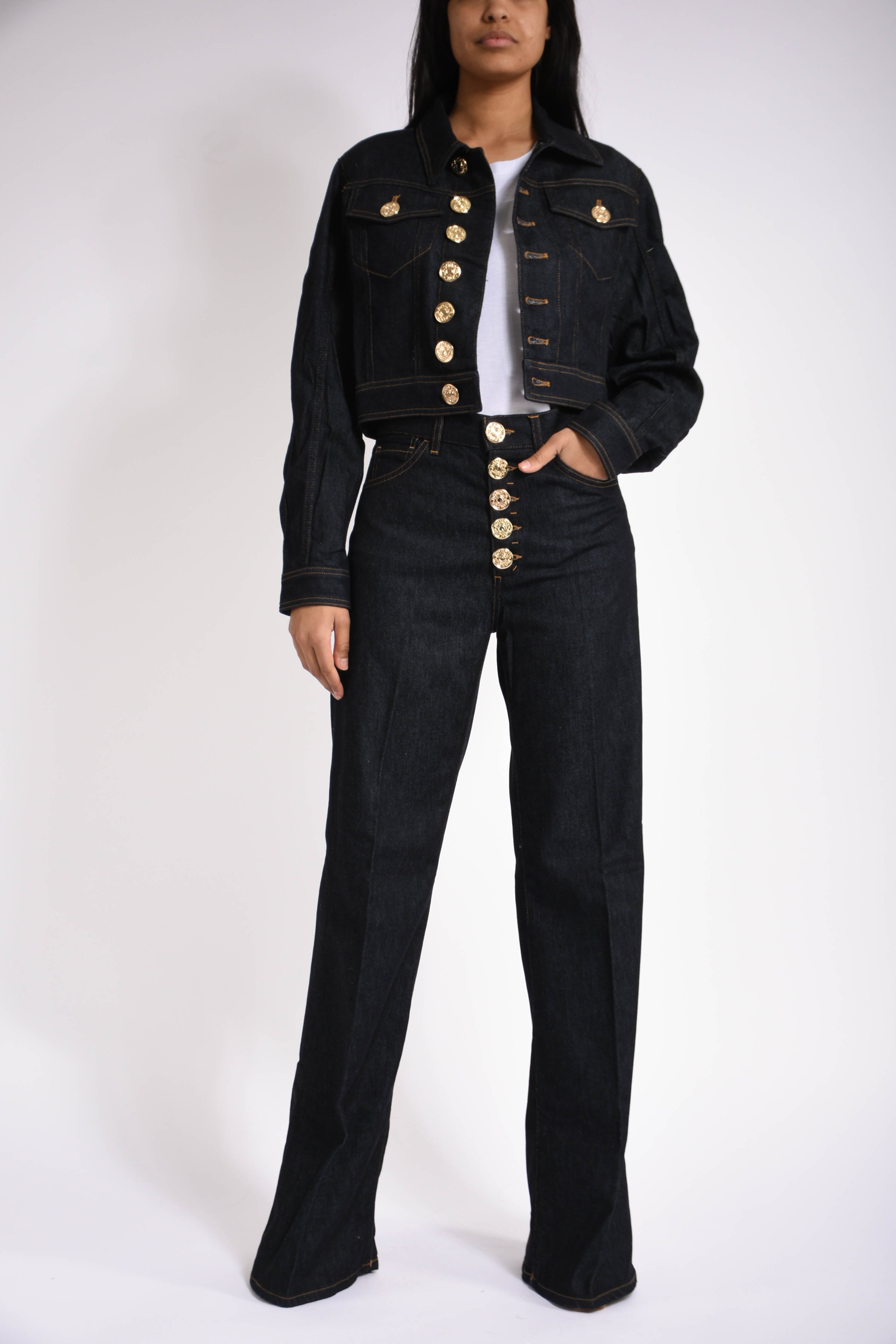 Giubbino slim in denim fisso