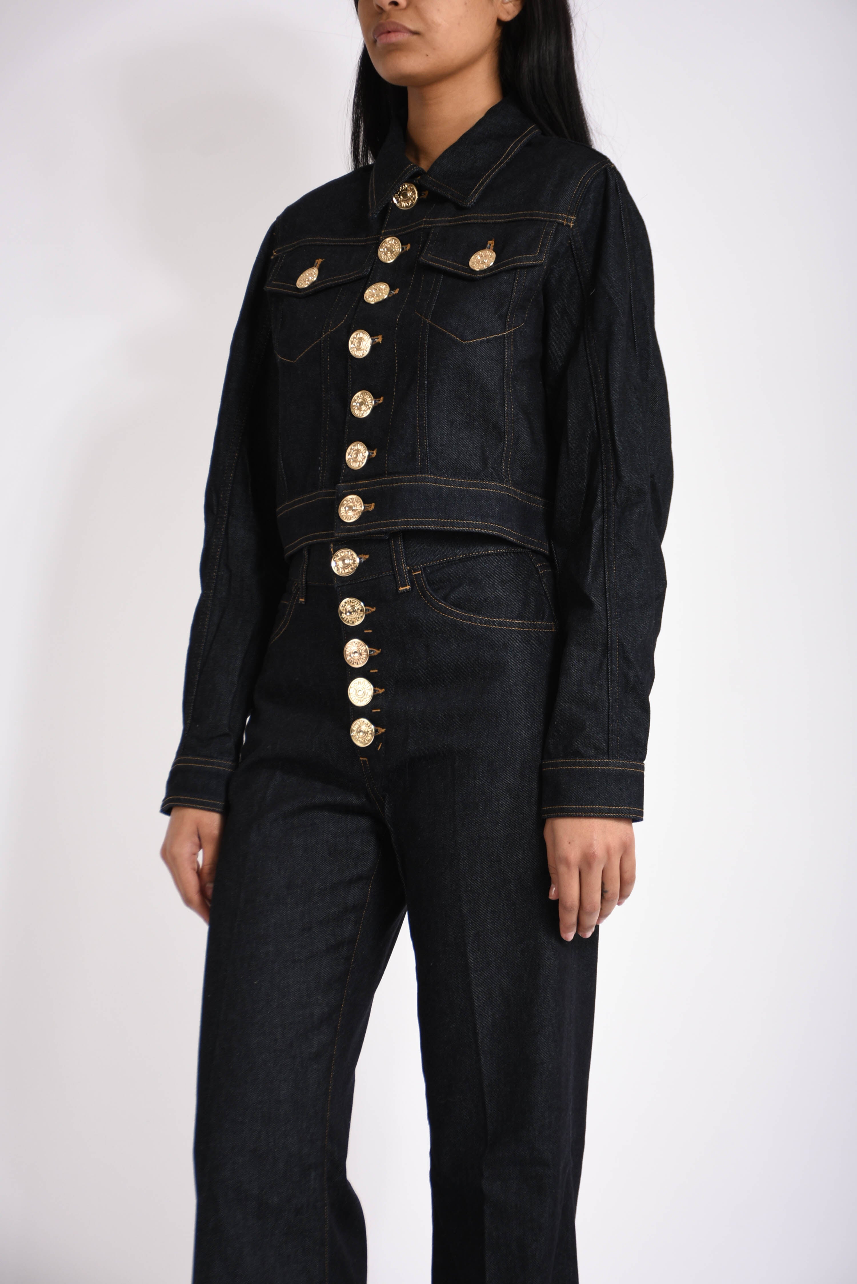 Giubbino slim in denim fisso