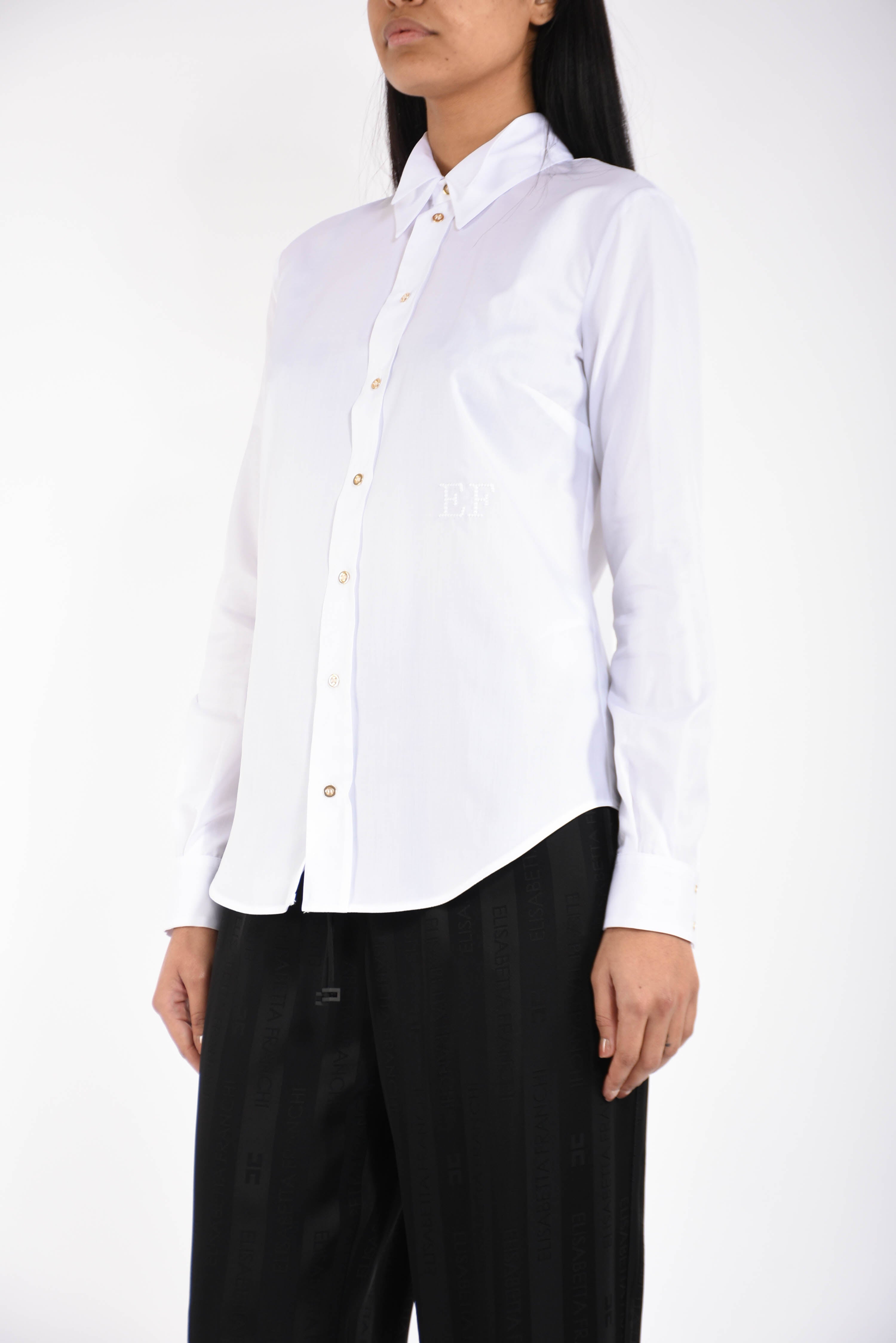 Camicia in cotone con doppio colletto e ricamo