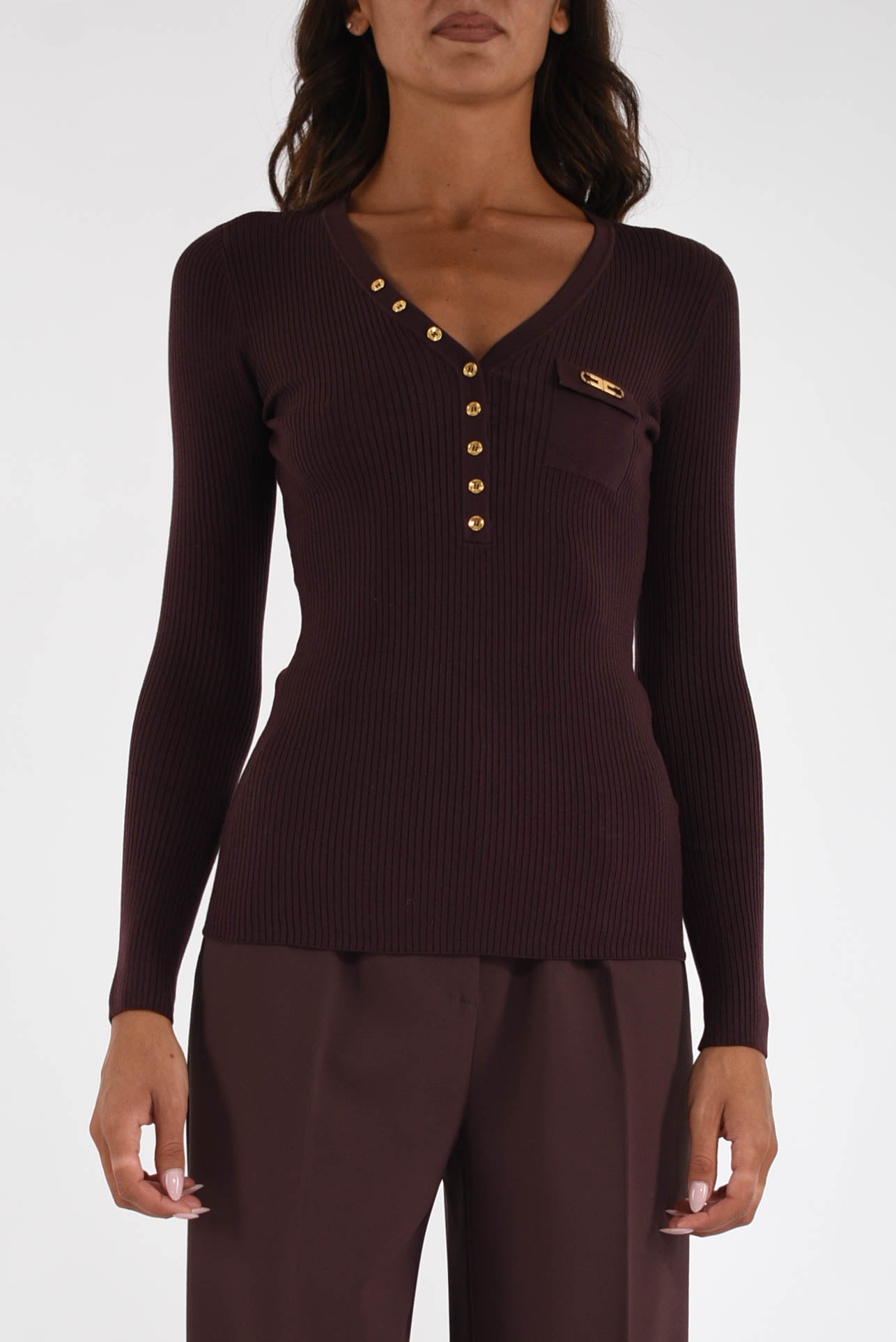 Maglia a costine con taschino