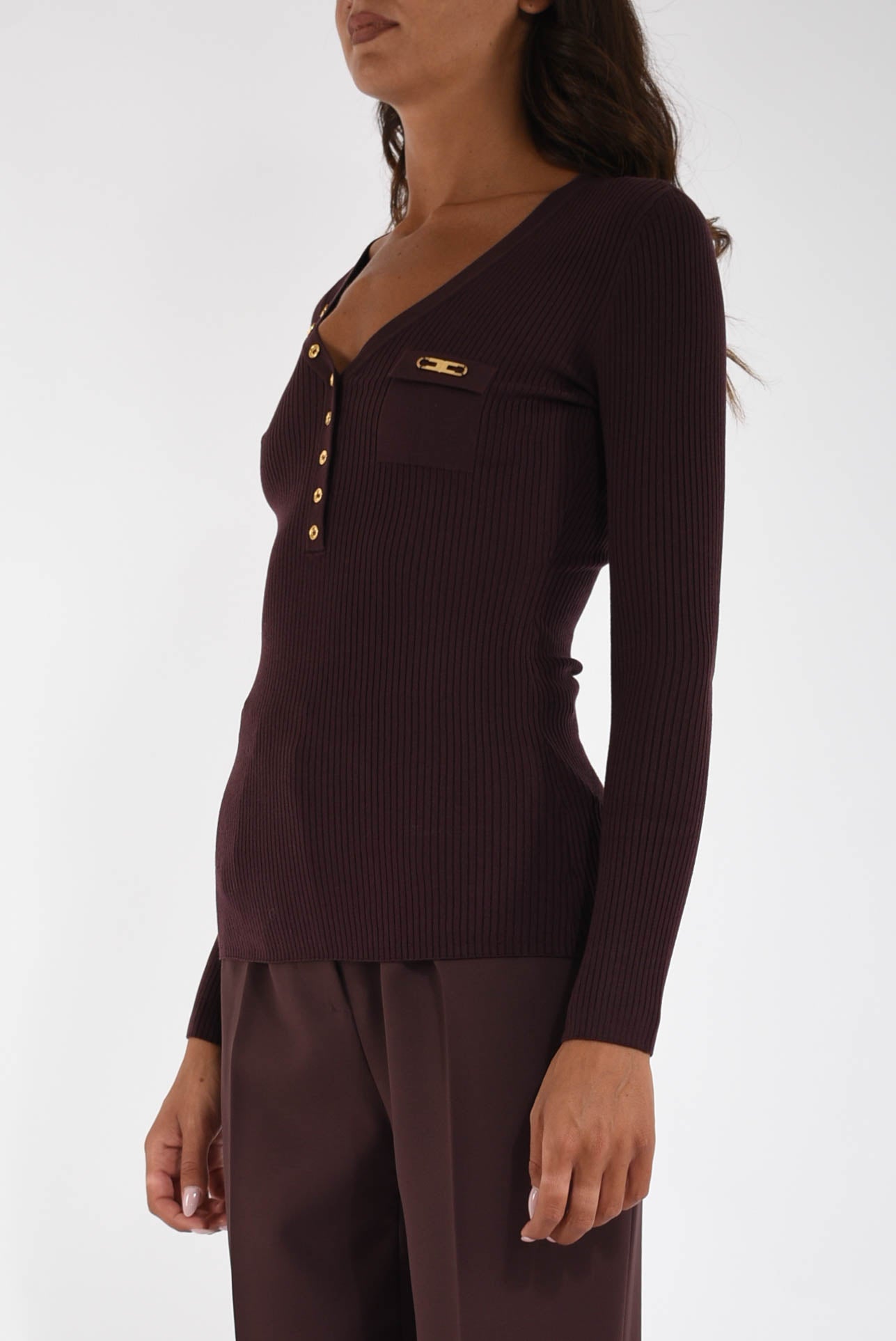 Maglia a costine con taschino