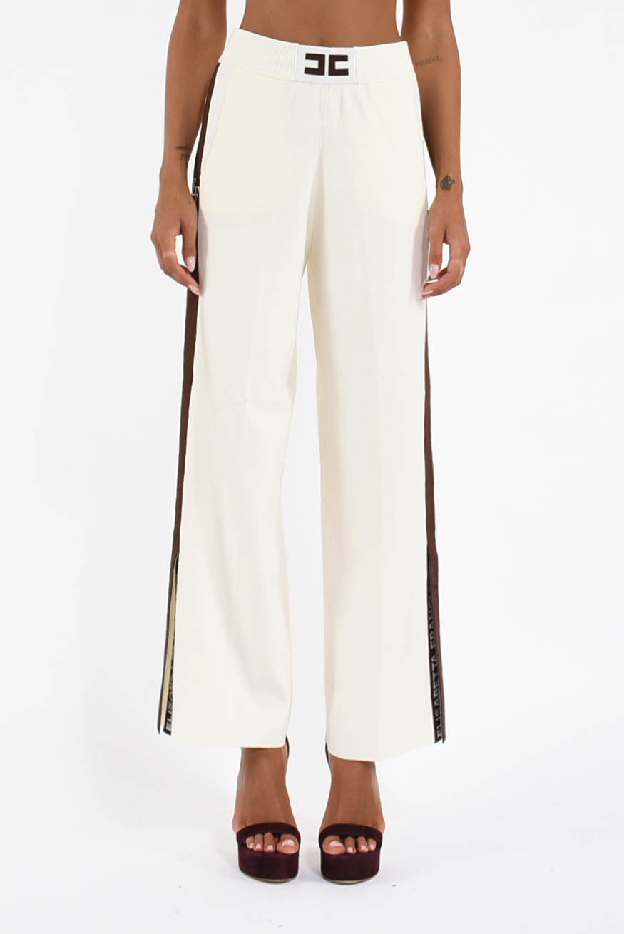 Pantaloni in viscosa con bande lucide