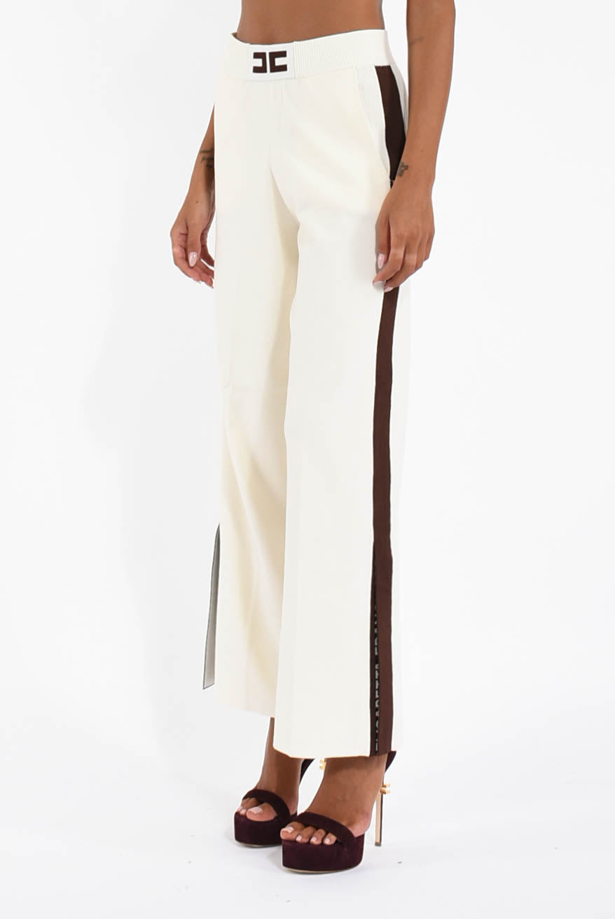 Pantaloni in viscosa con bande lucide