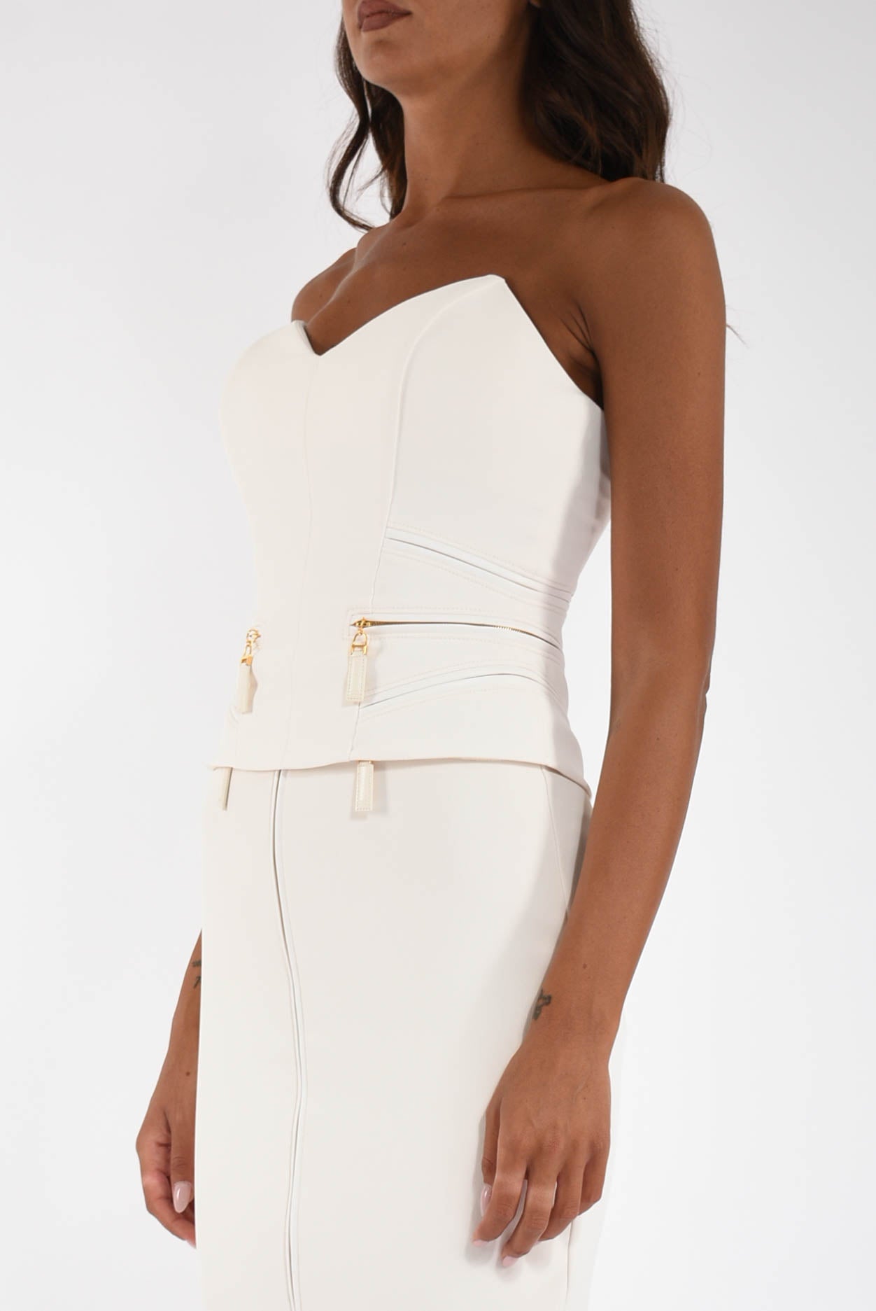 Top in crêpe con dettagli zip