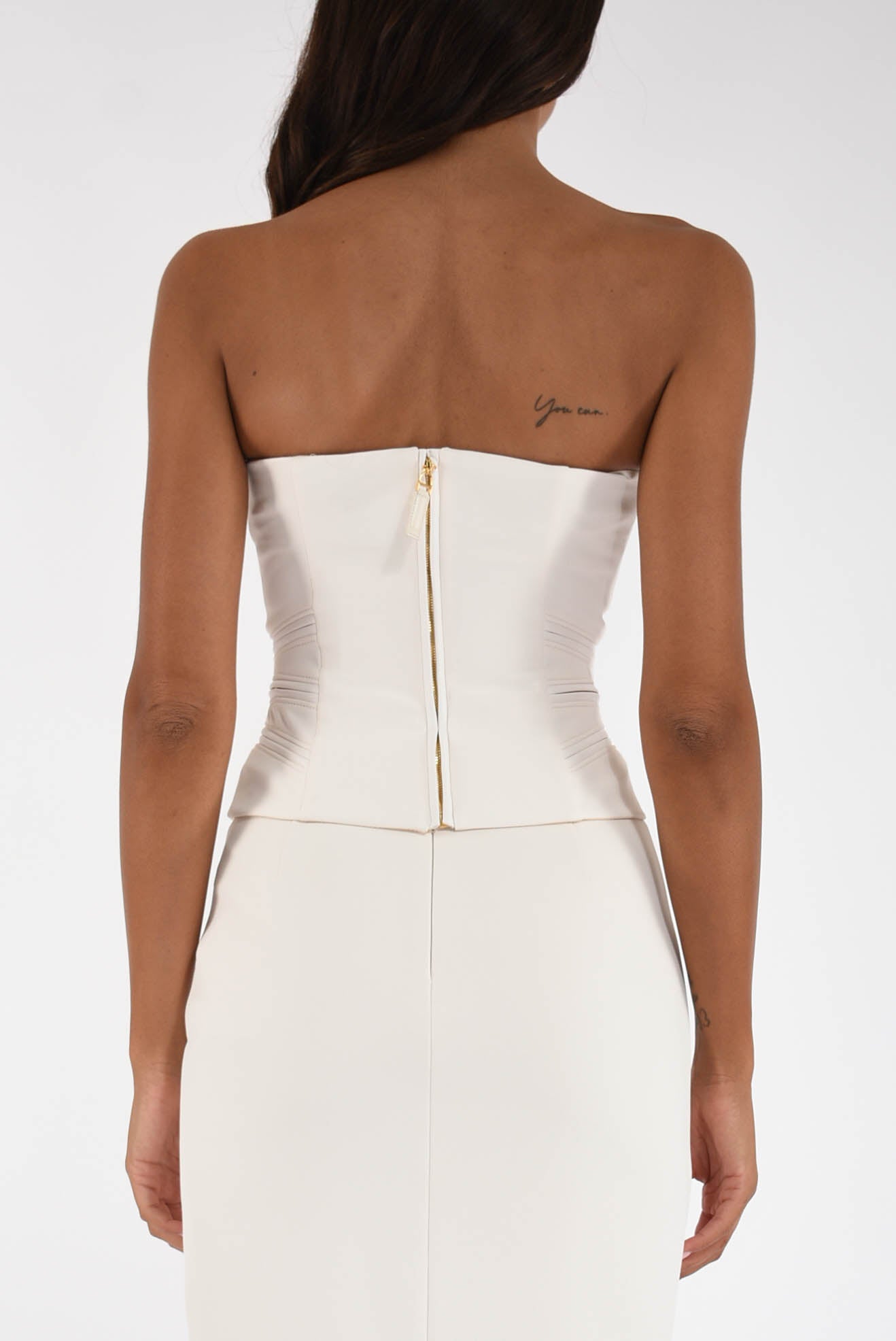 Top in crêpe con dettagli zip