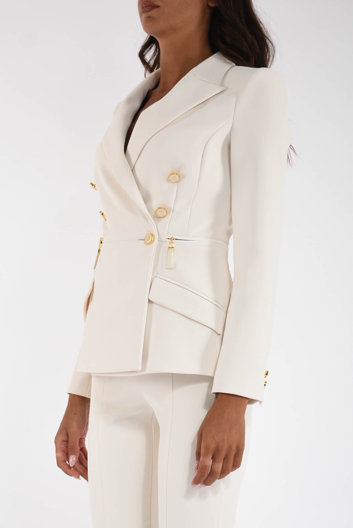 Giacca in crêpe leggero con dettagli zip