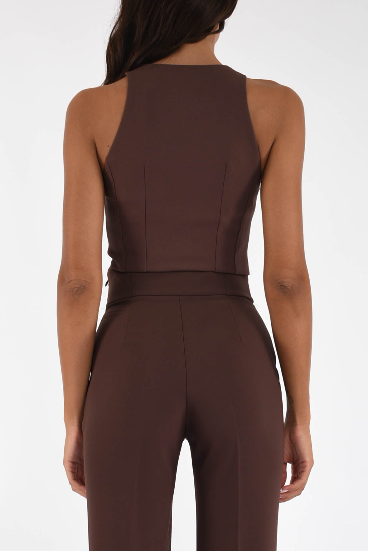 Top in doppio crêpe con dettagli craquelé