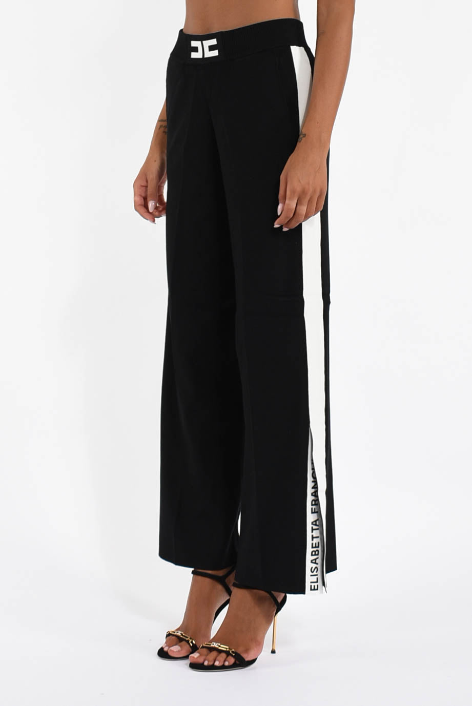 Pantaloni in viscosa con bande lucide