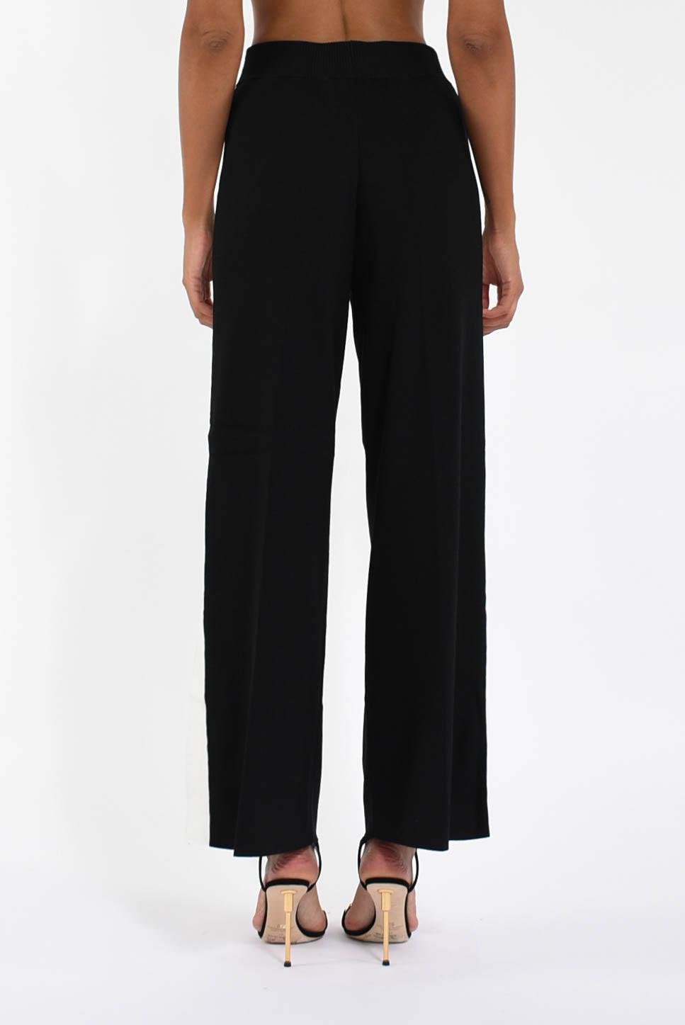 Pantaloni in viscosa con bande lucide