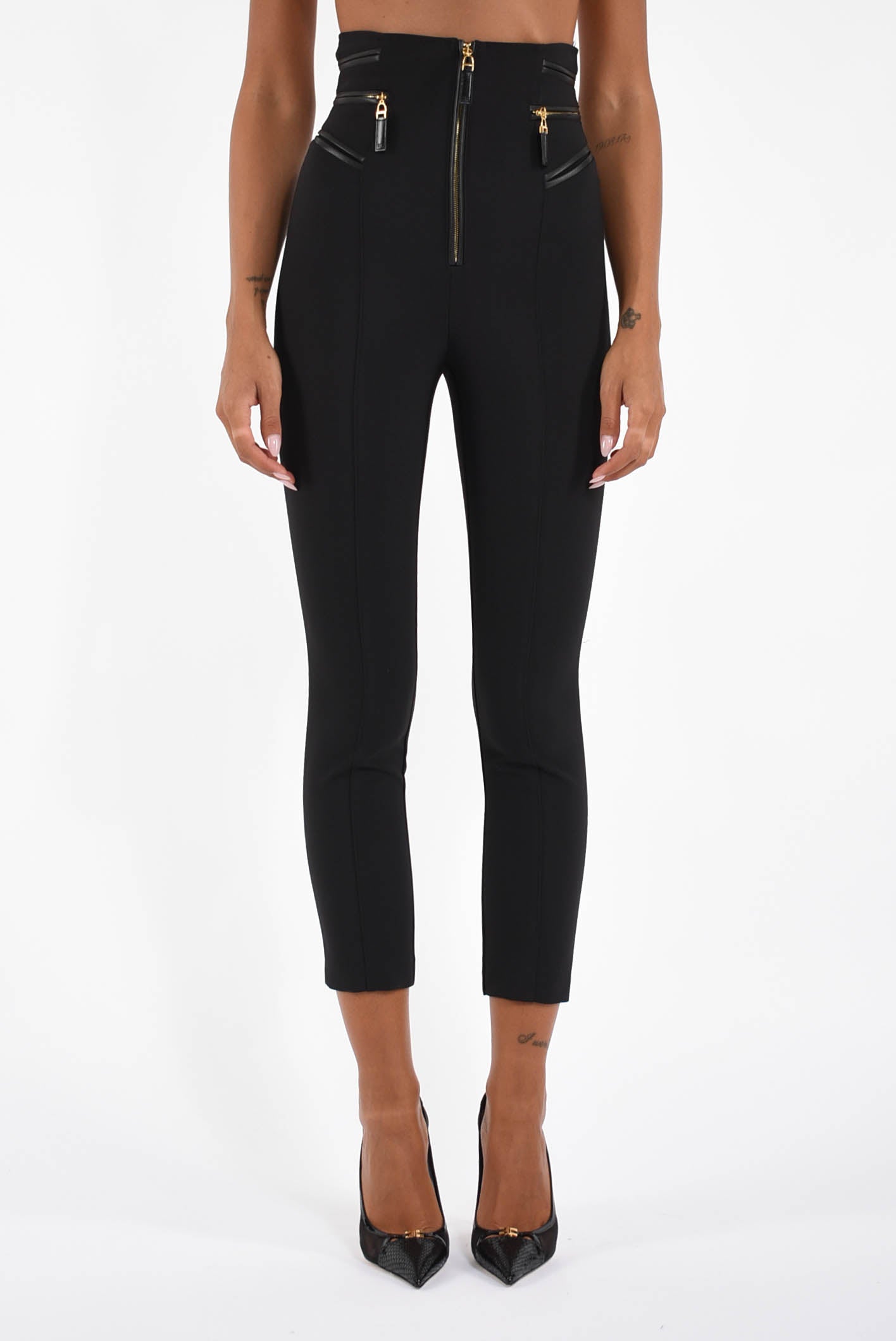 Pantaloni in crêpe con dettagli zip