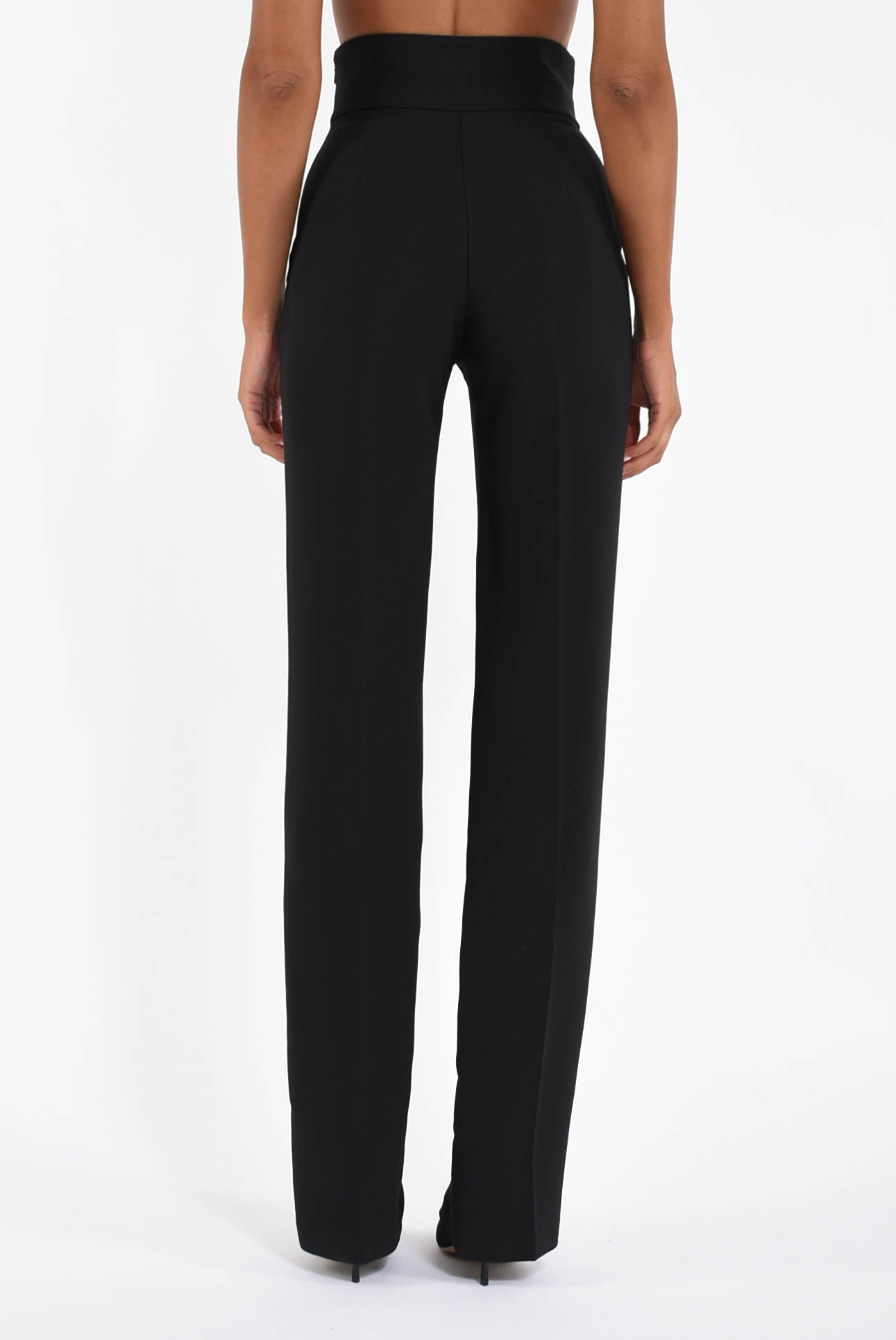 Pantaloni in crêpe leggero con fascia in craquelé