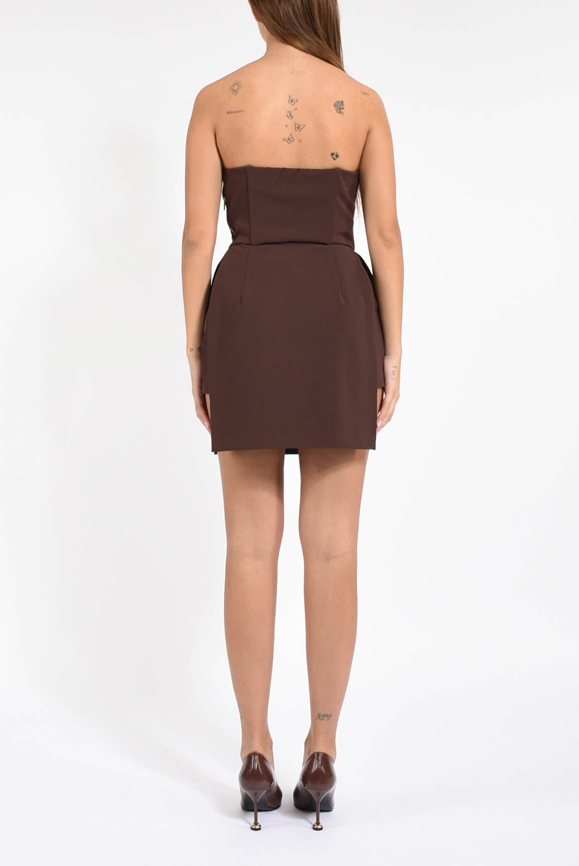 Abito mini bustier in crêpe leggero