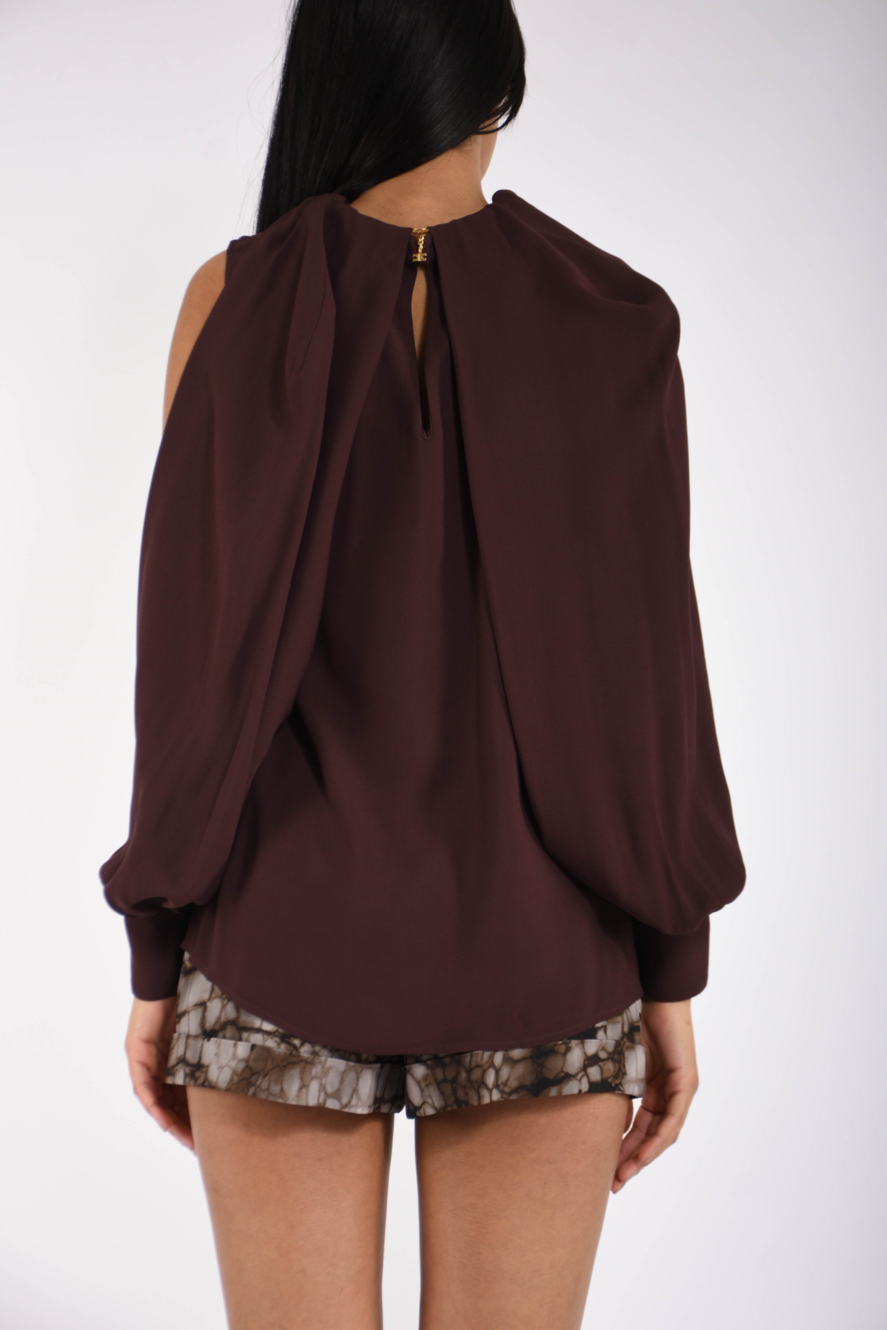 Blusa in georgette di viscosa con dettaglio gioiello