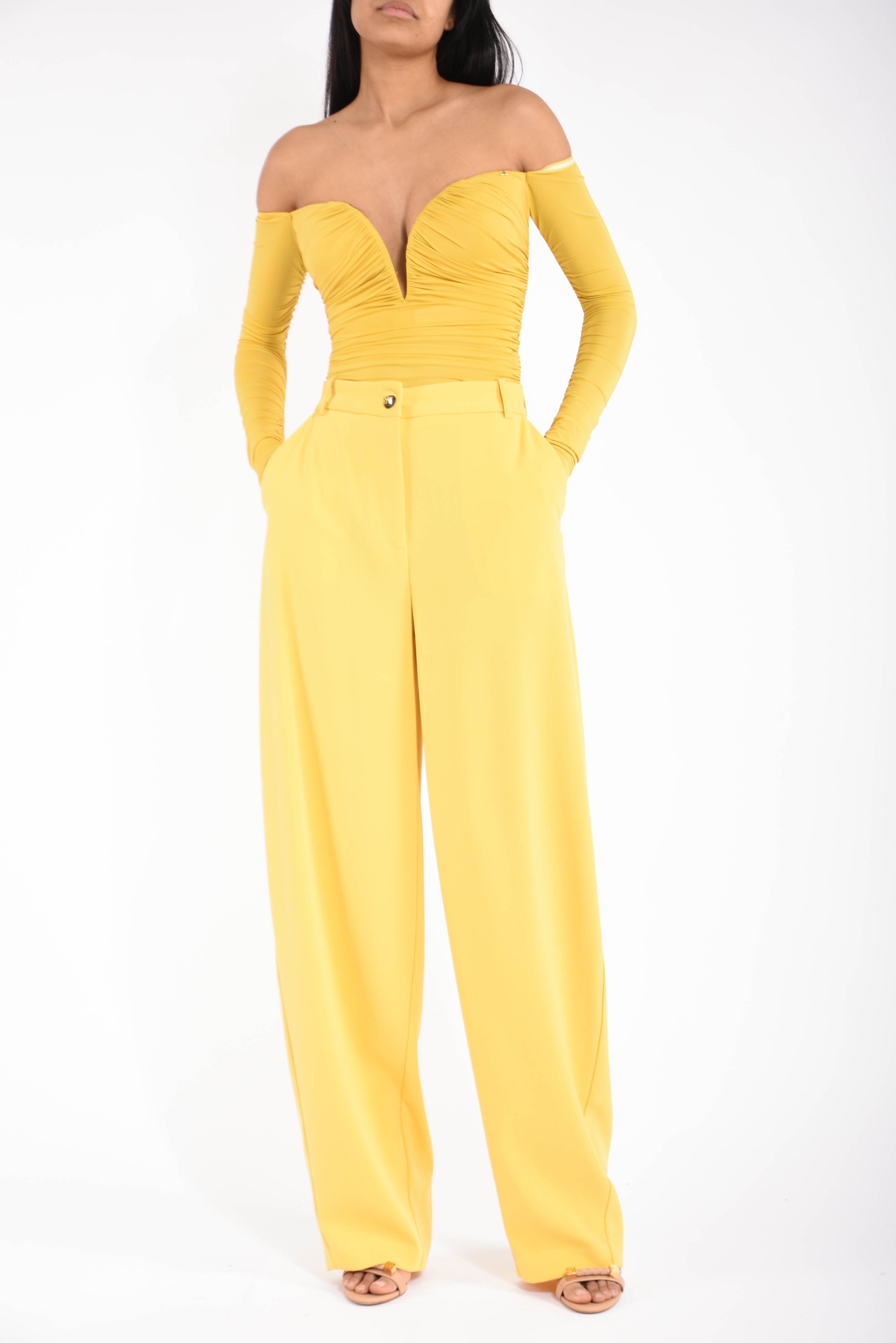 Body in jersey crêpe leggero con drappeggi