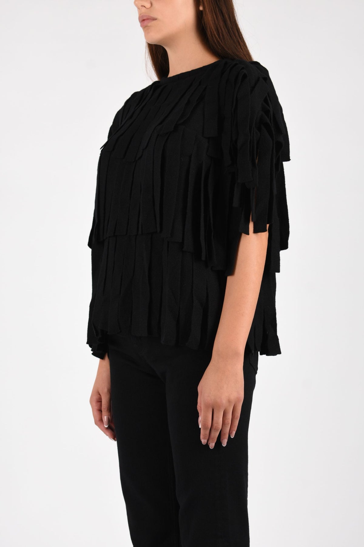 MAGLIA CON FRANGE HEW07128MC087PX
