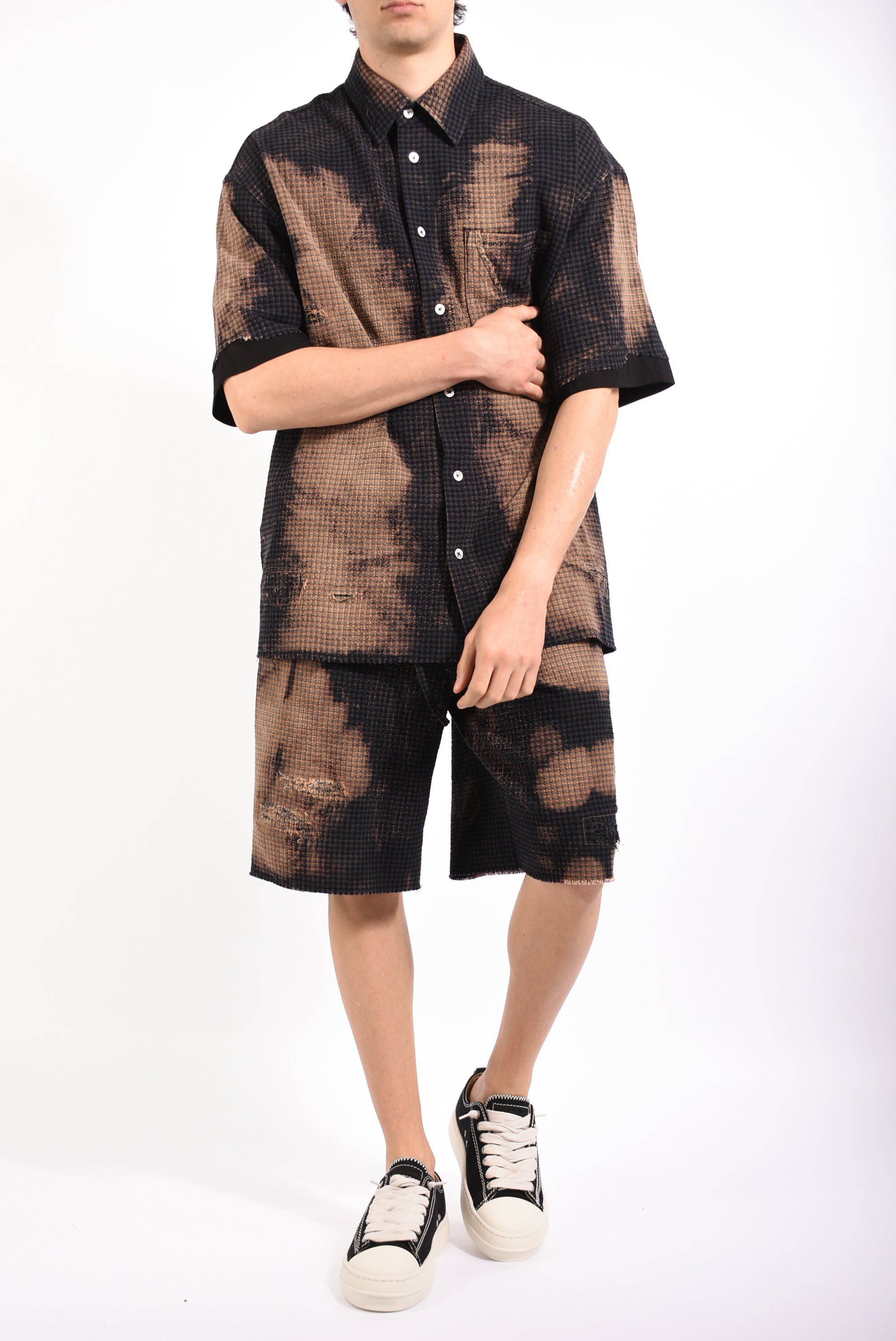 camicia in misto viscosa a quadri