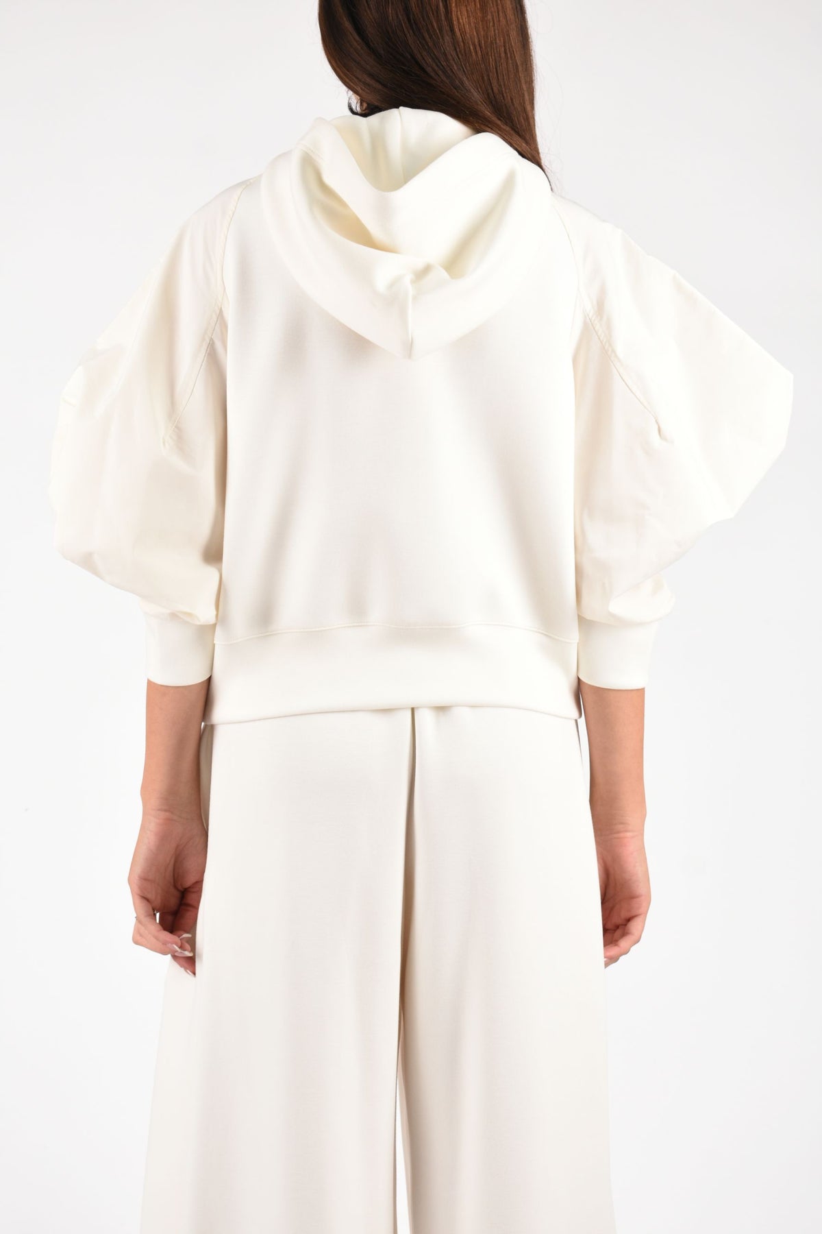 BLUSA CON CAPPUCCIO ED INSERTI IN TAFFETA M6FD10
