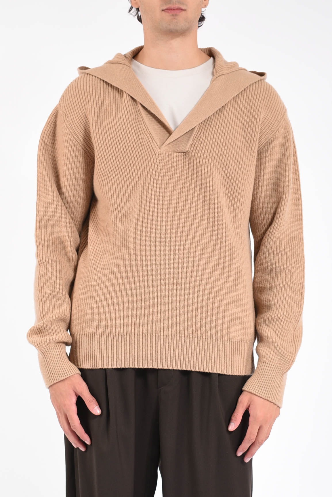 maglia hoodie in lana e cashmere