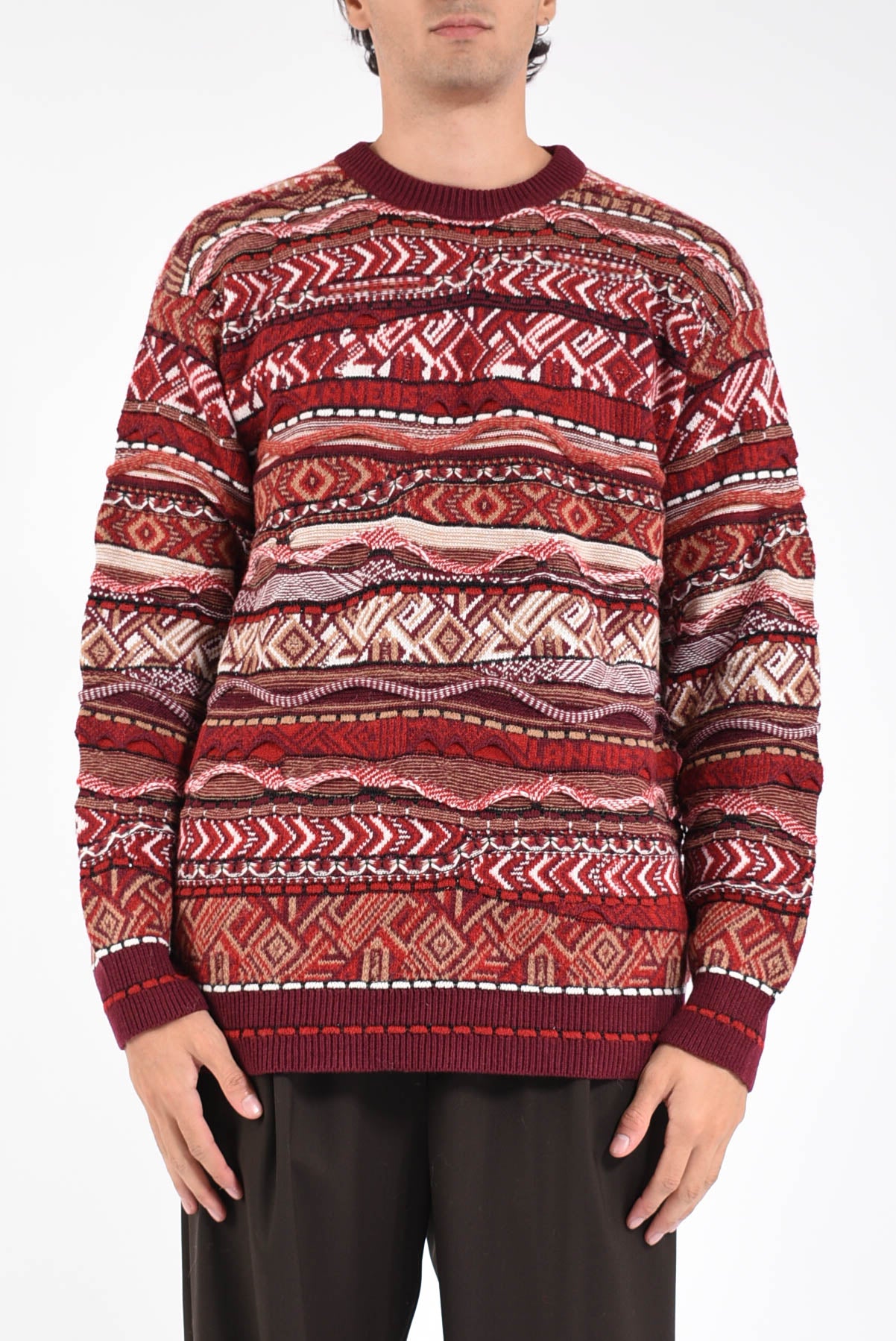 Maglia girocollo jacquard in baby alpaca