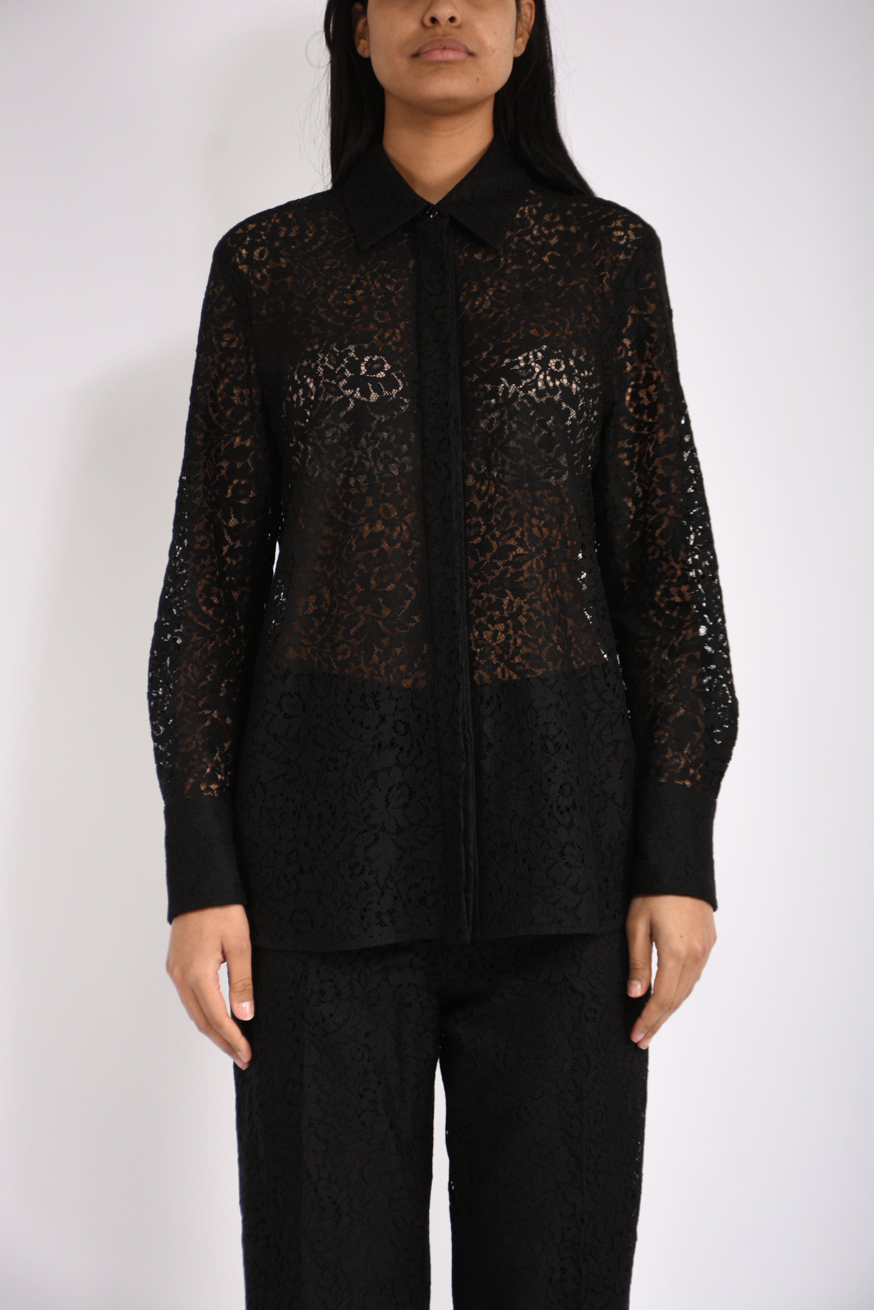 camicia in pizzo floreale gala