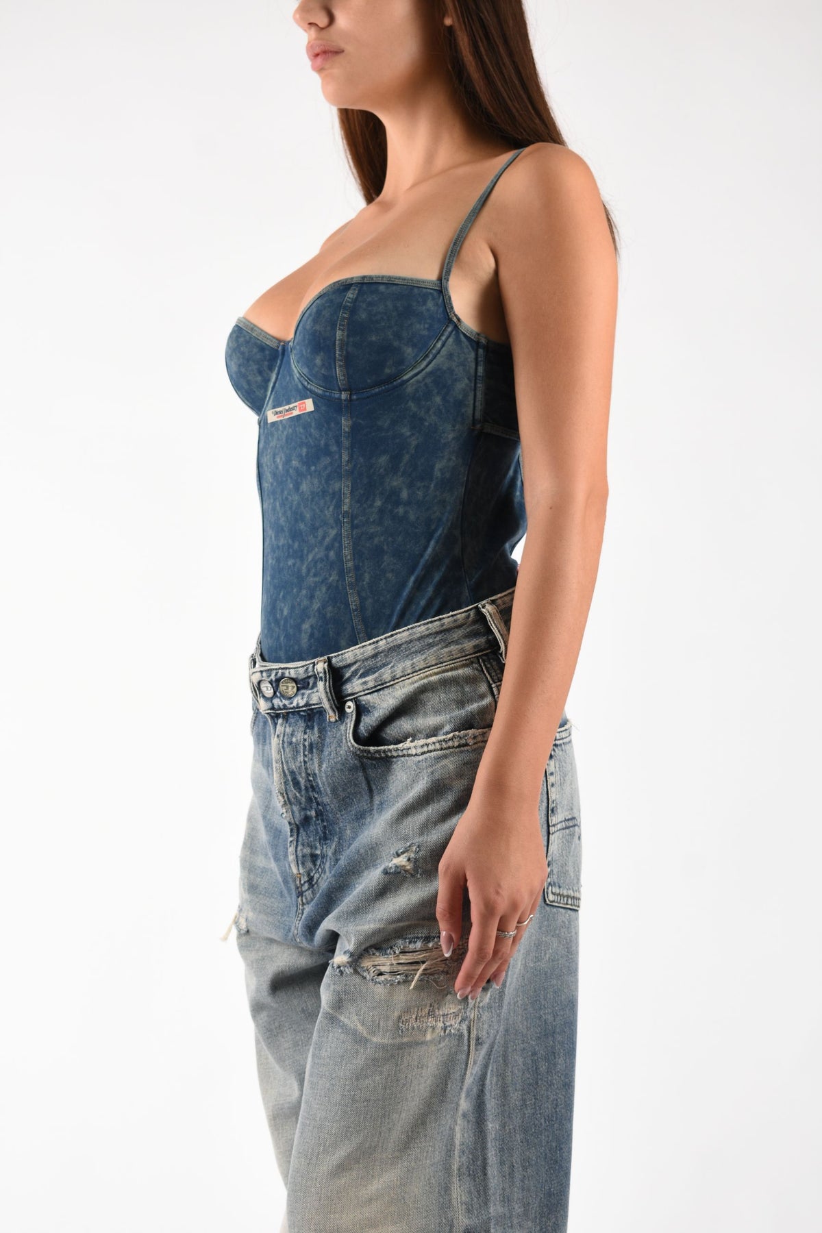 Body in jersey effetto denim A22550QTJBV