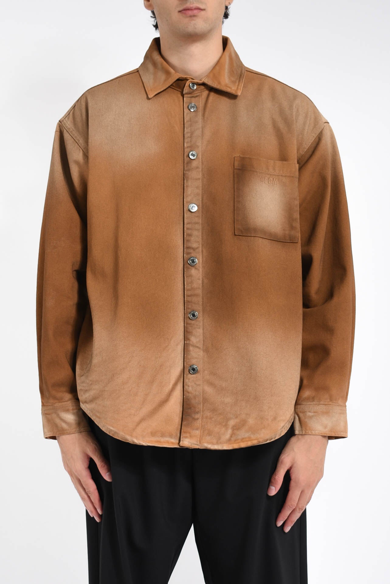 Camicia in denim effetto spray