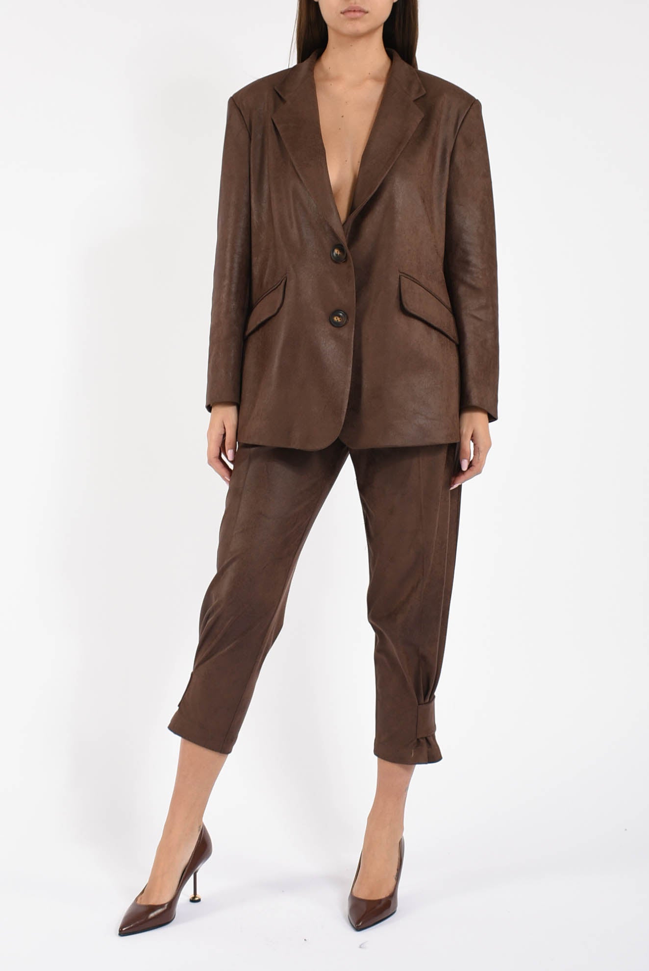 pantaloni in ecopelle