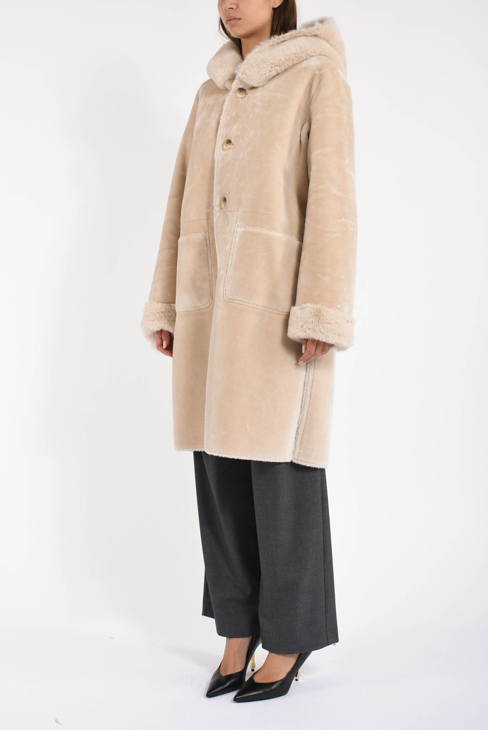 cappotto reversibile in ecopelliccia