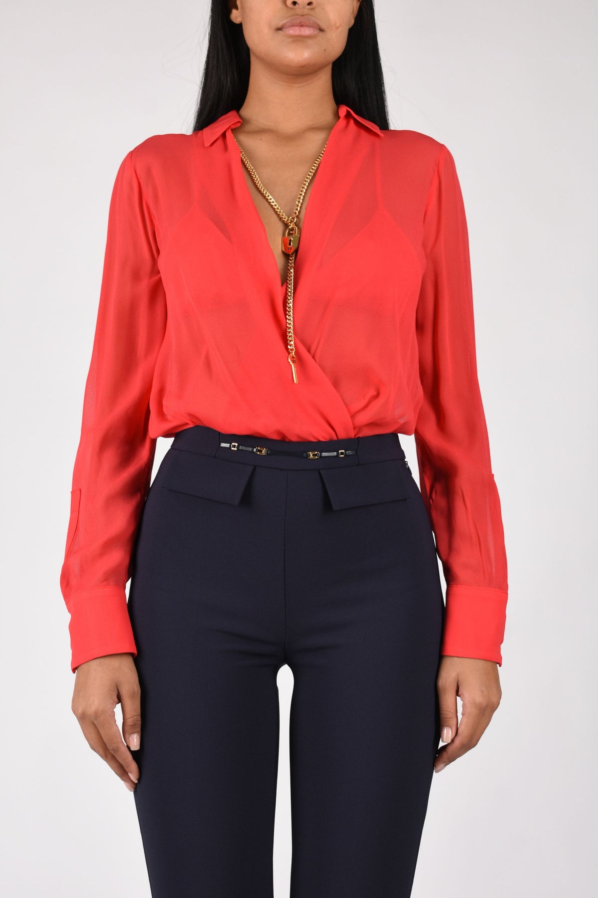 Body in georgette con catena gioiello CB00966E2
