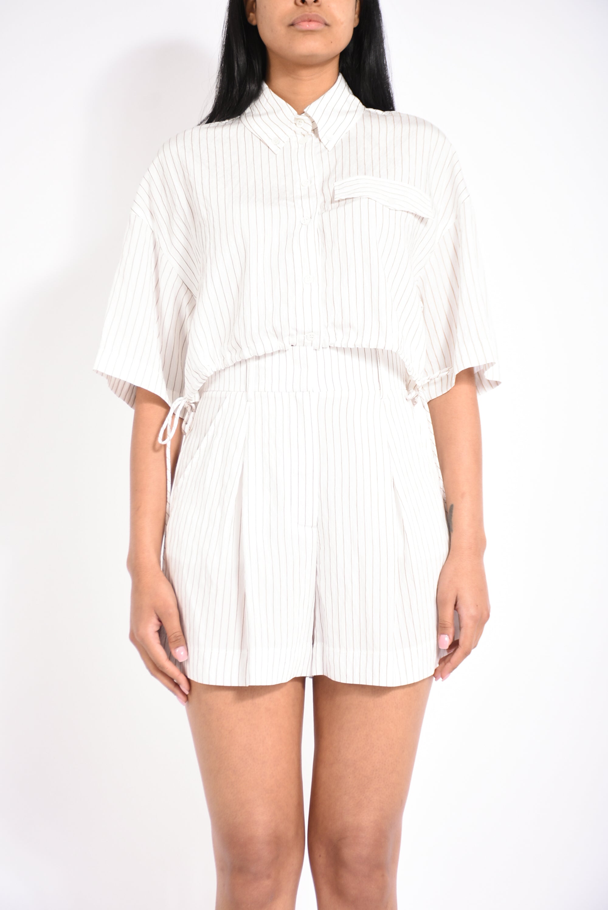 camicia cropped in viscosa