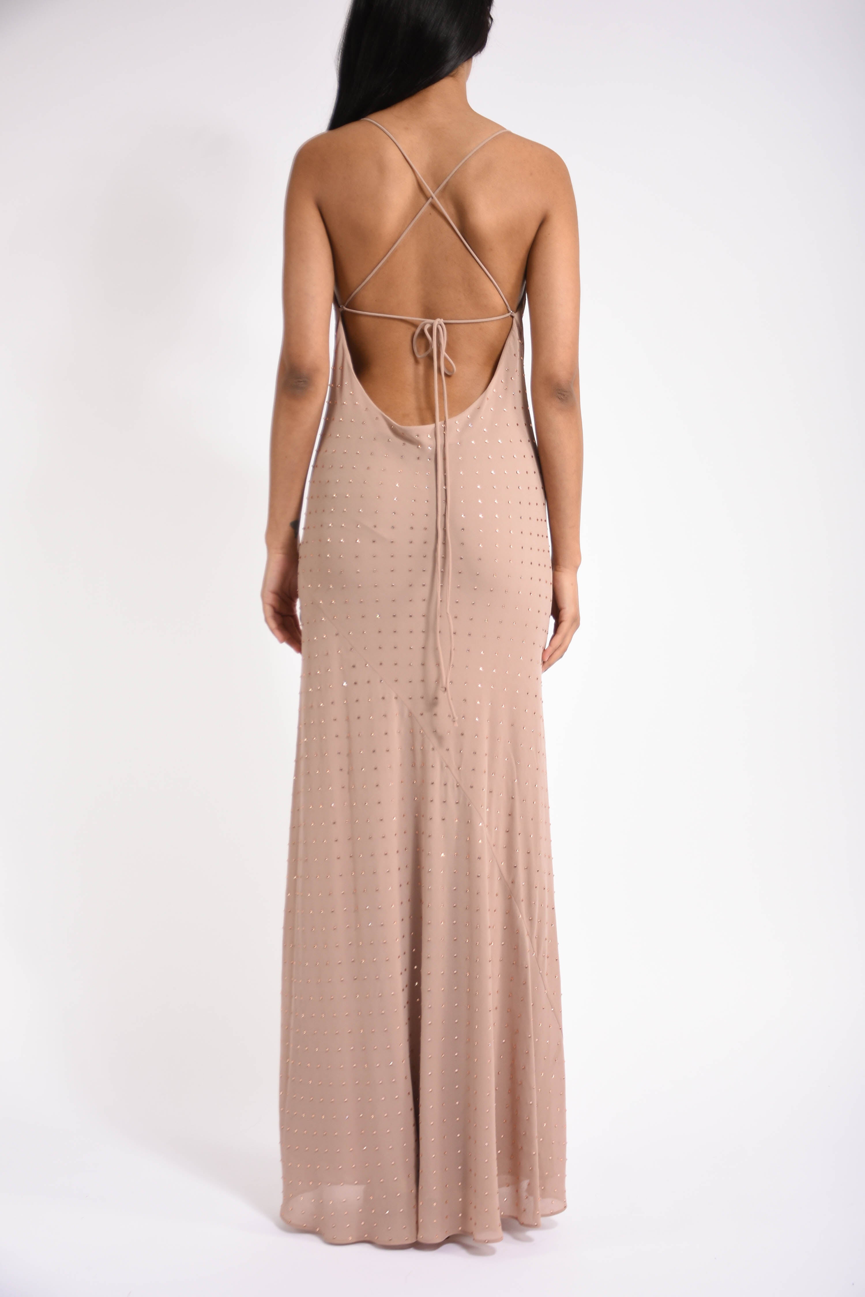 abito lungo con strass farro