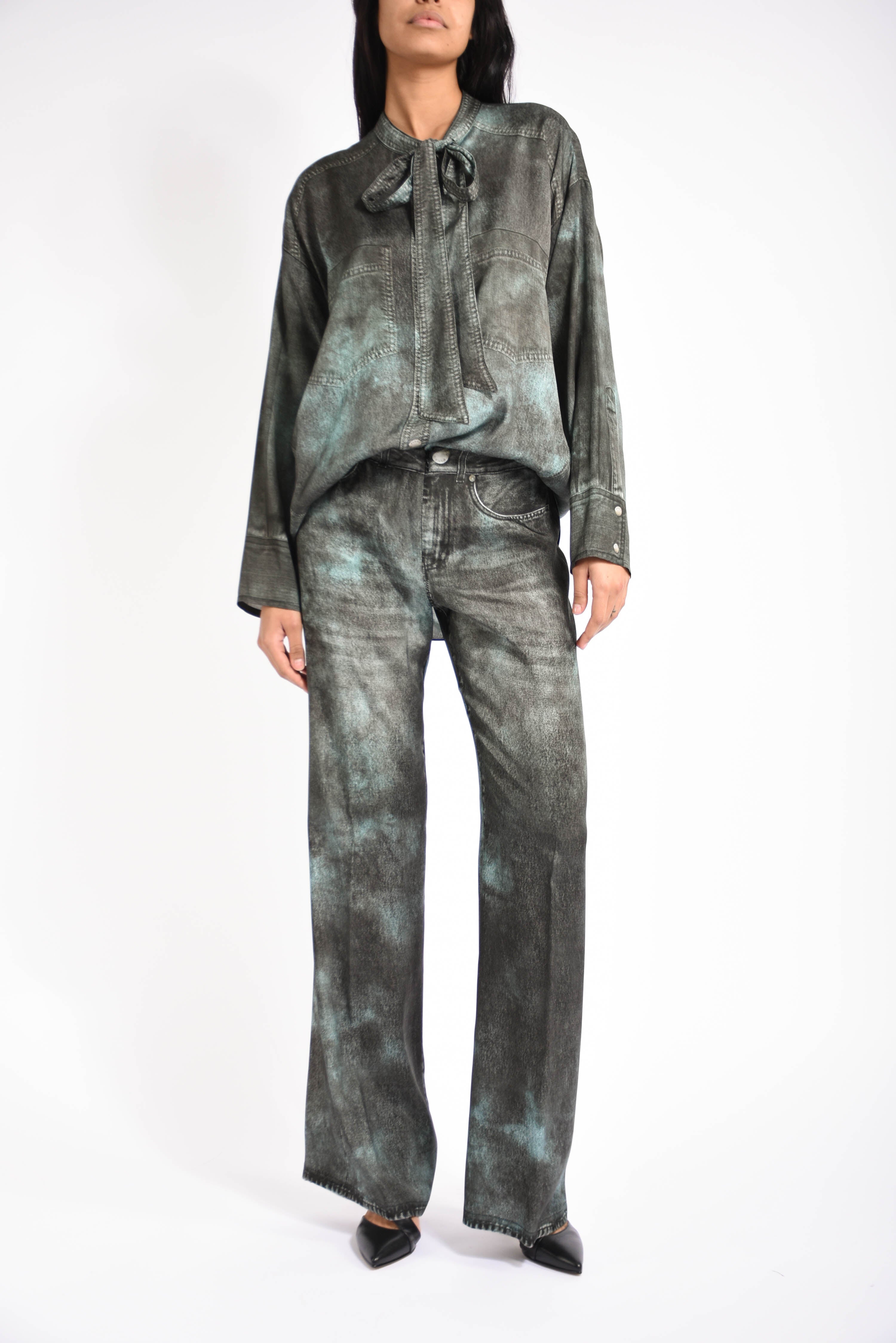 camicia in twill stampata jazz