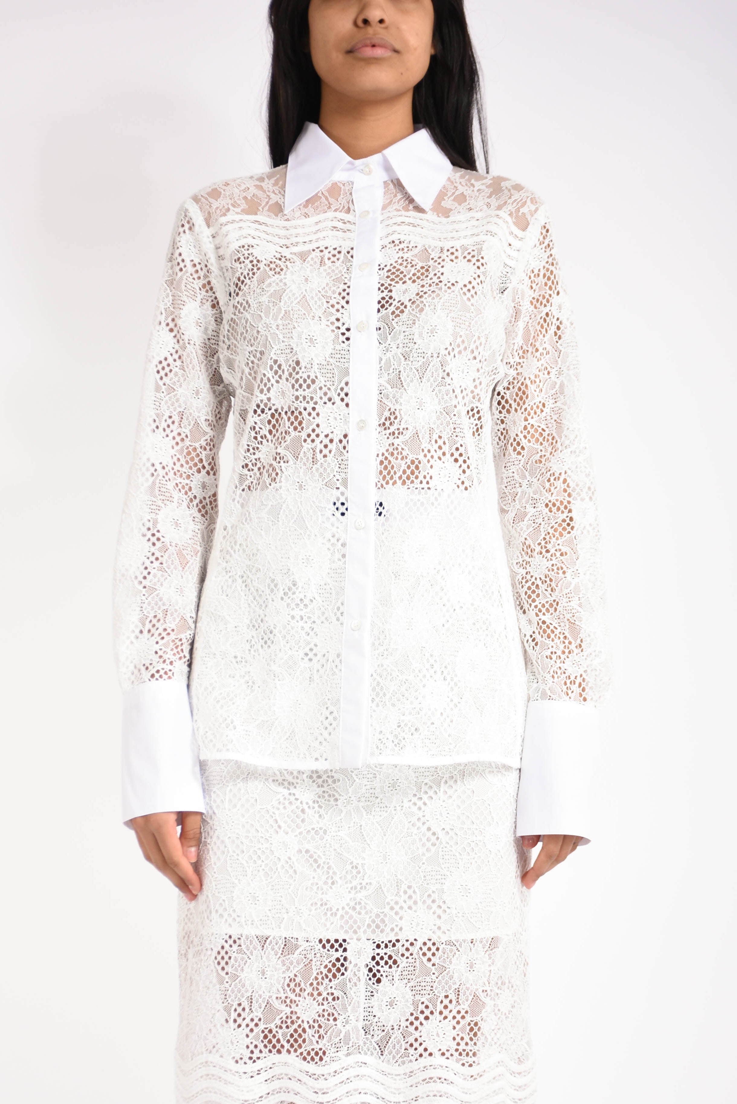 Camicia in tulle e pizzo coline