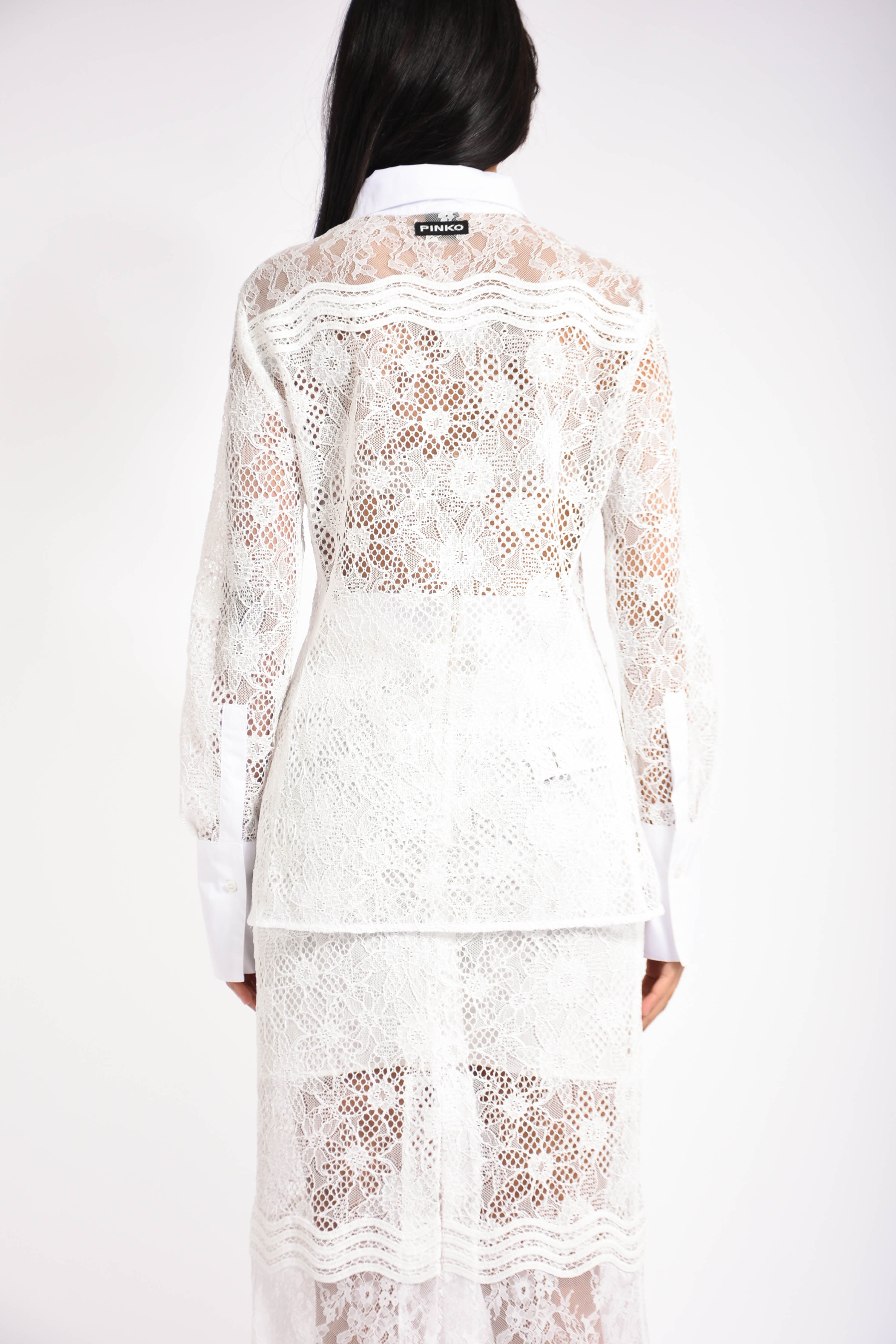 Camicia in tulle e pizzo coline