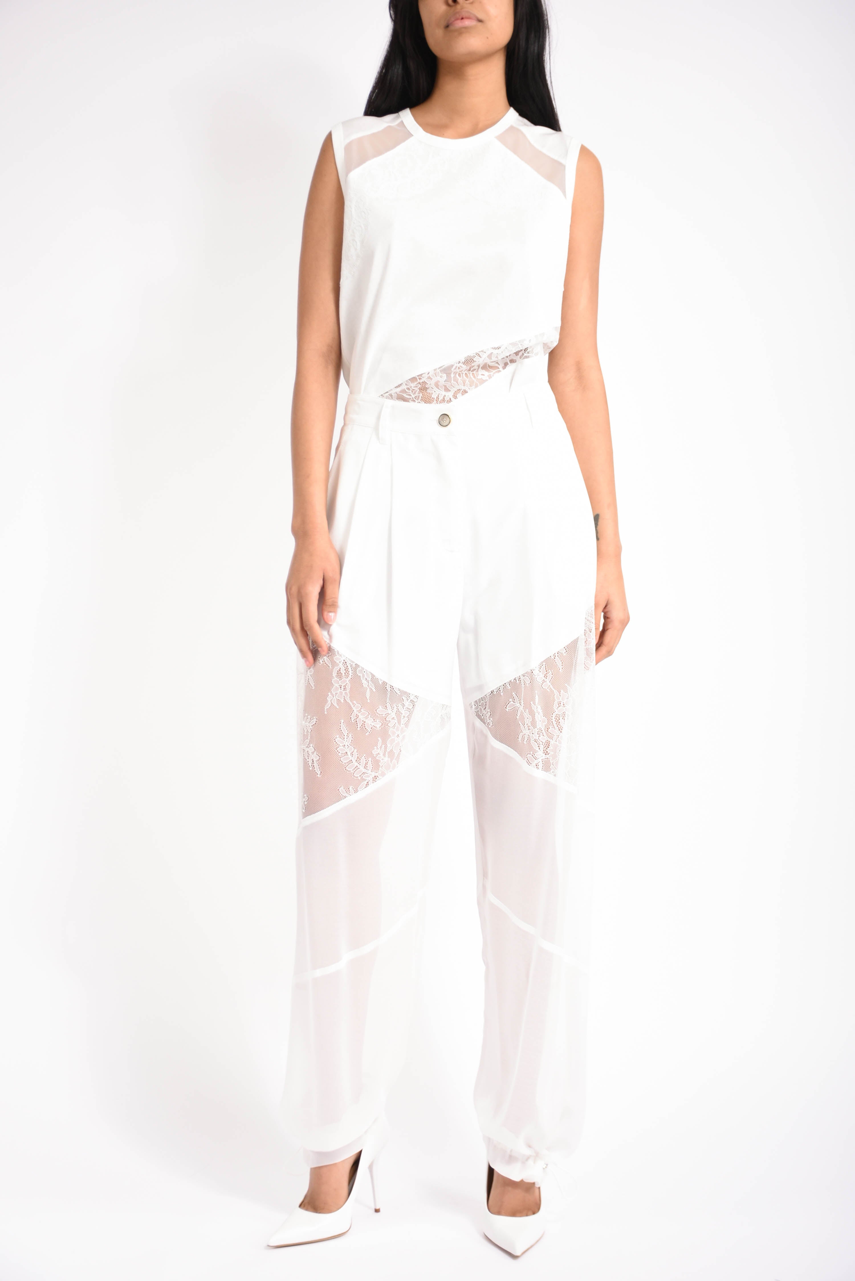 pantaloni con inserti in pizzo nacy
