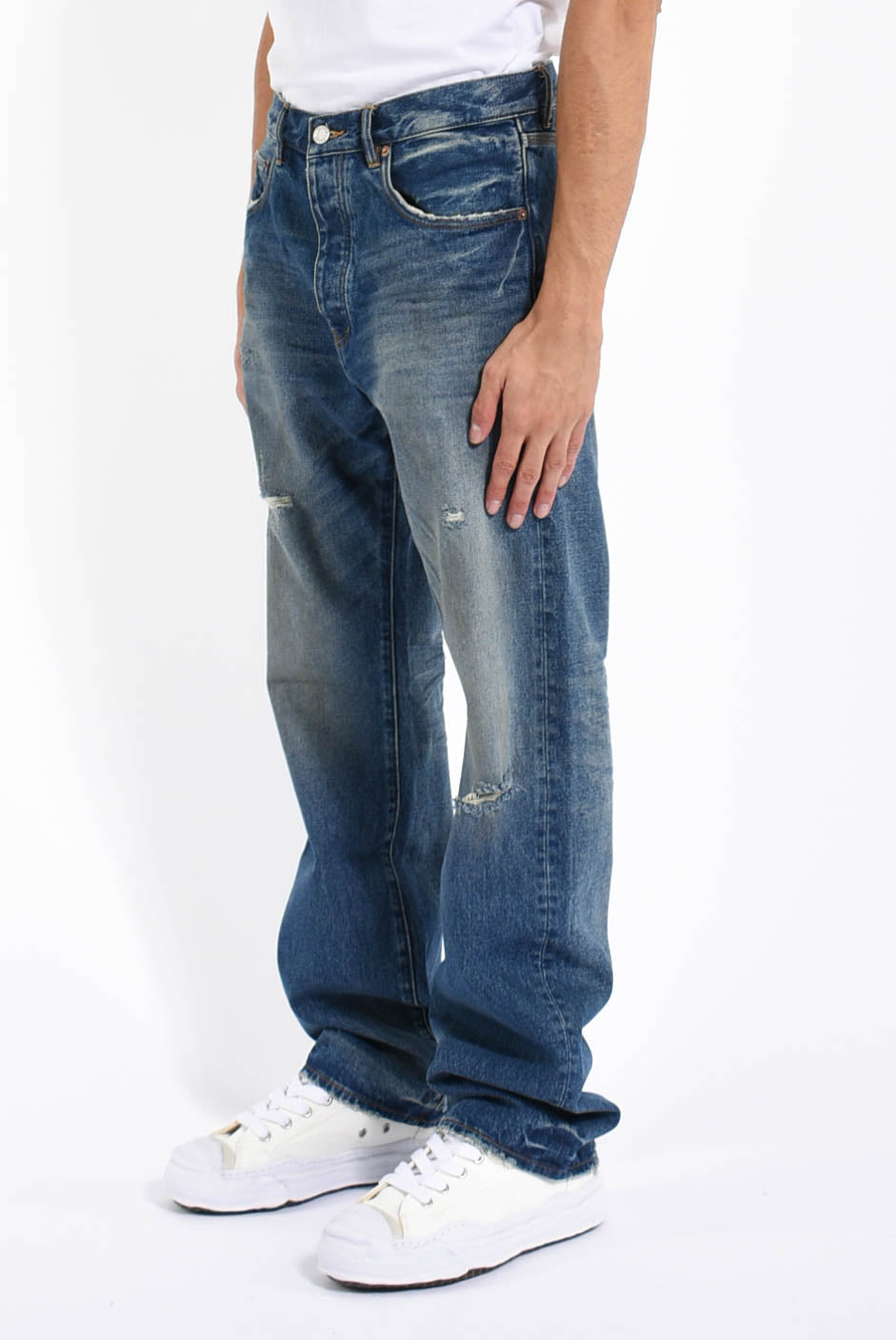 Jeans calcium powder distressed
