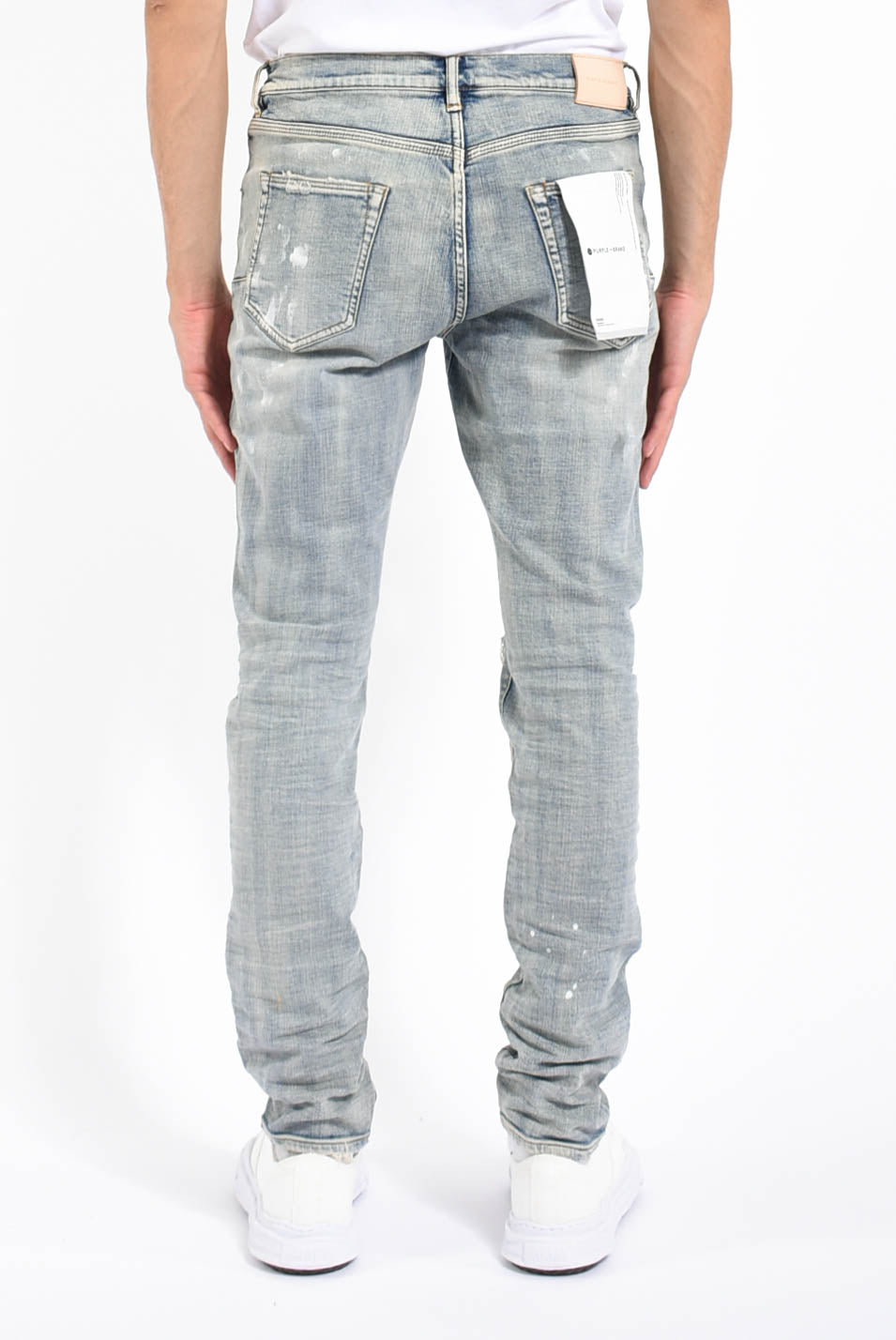 Jeans light indigo paint blowout