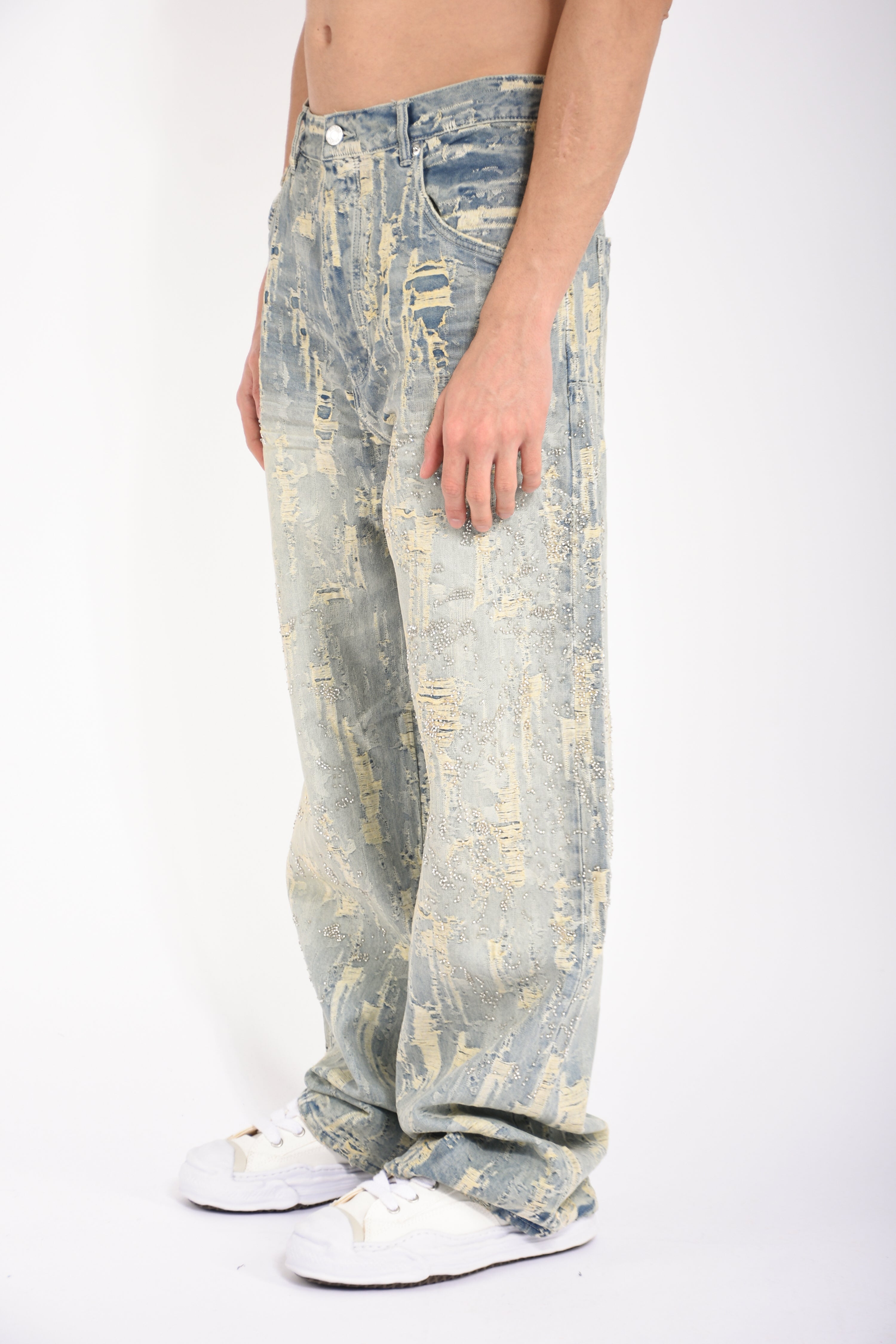 Jeans bead splatter destroy