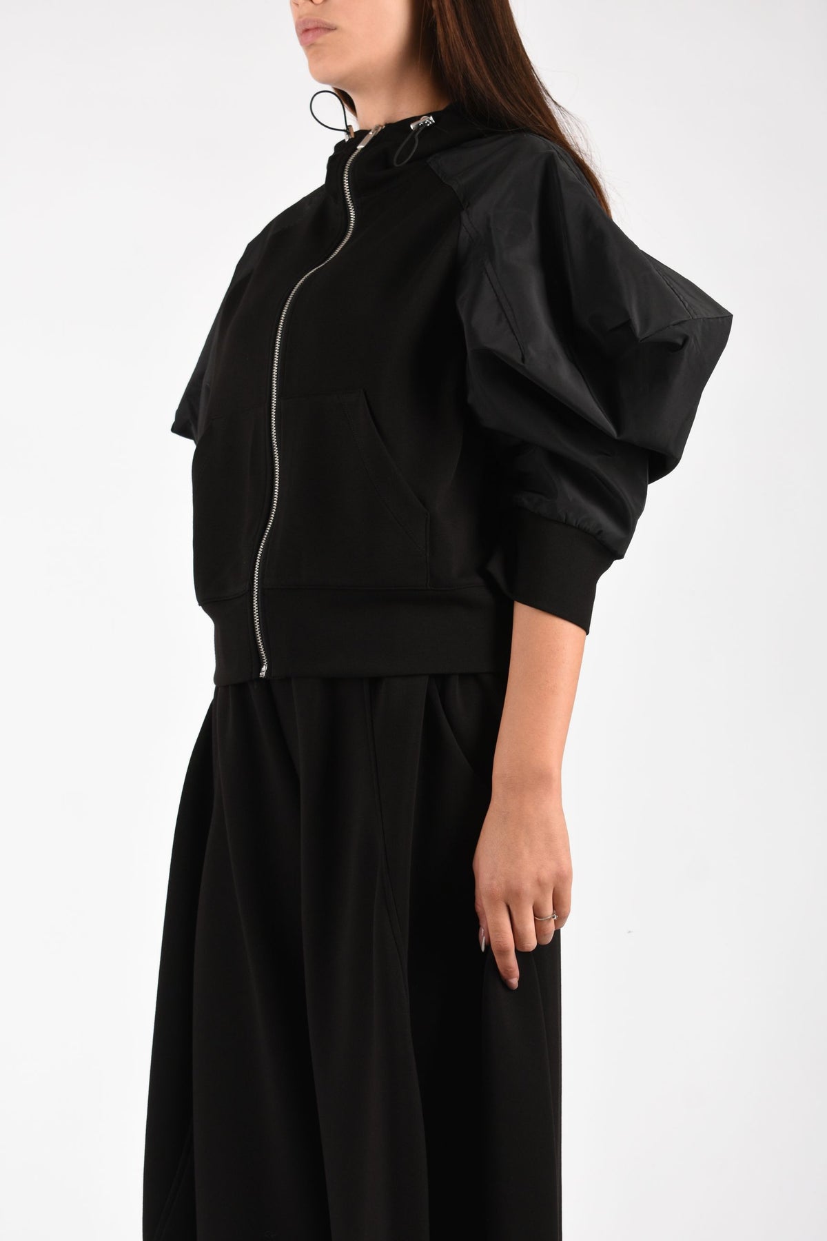 BLUSA CON CAPPUCCIO ED INSERTI IN TAFFETA M6FD10