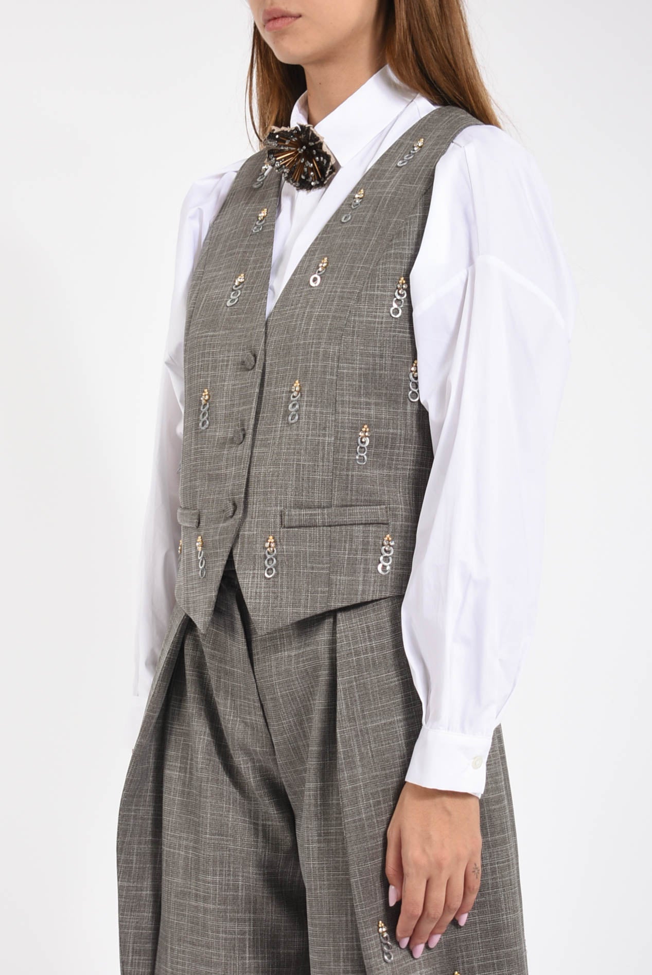 gilet in tela tramata