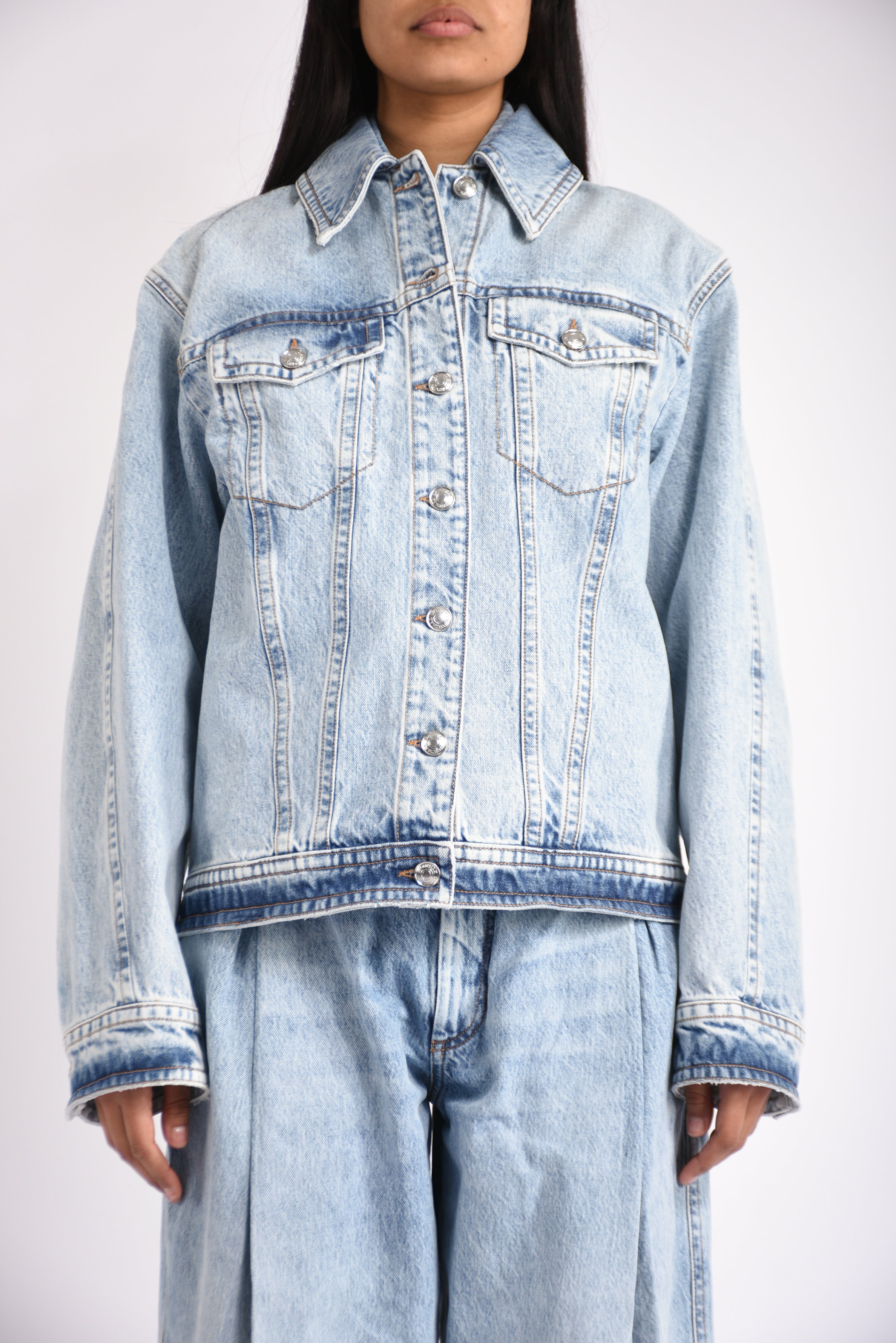 Giacca due pezzi in denim cloro