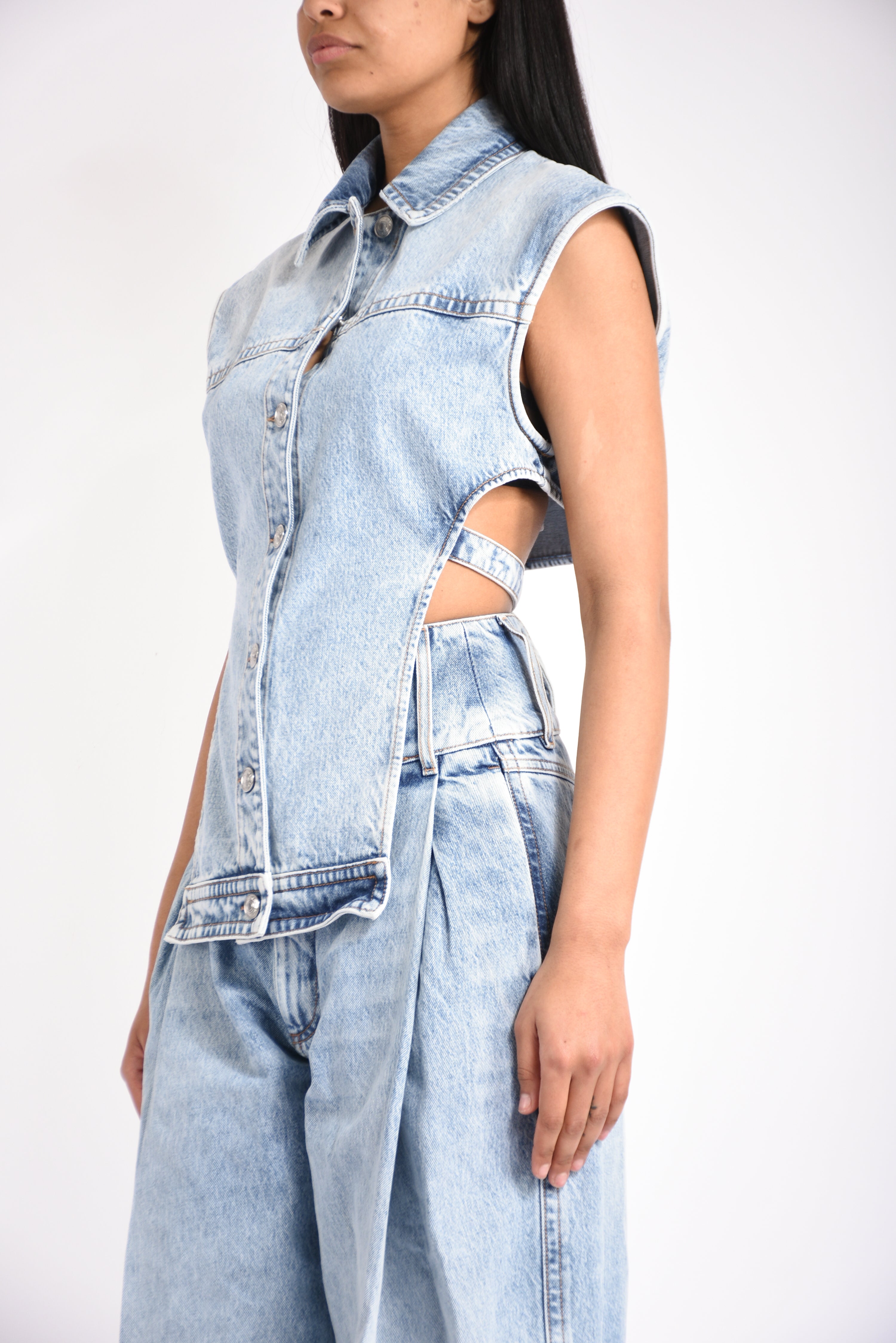 Giacca due pezzi in denim cloro