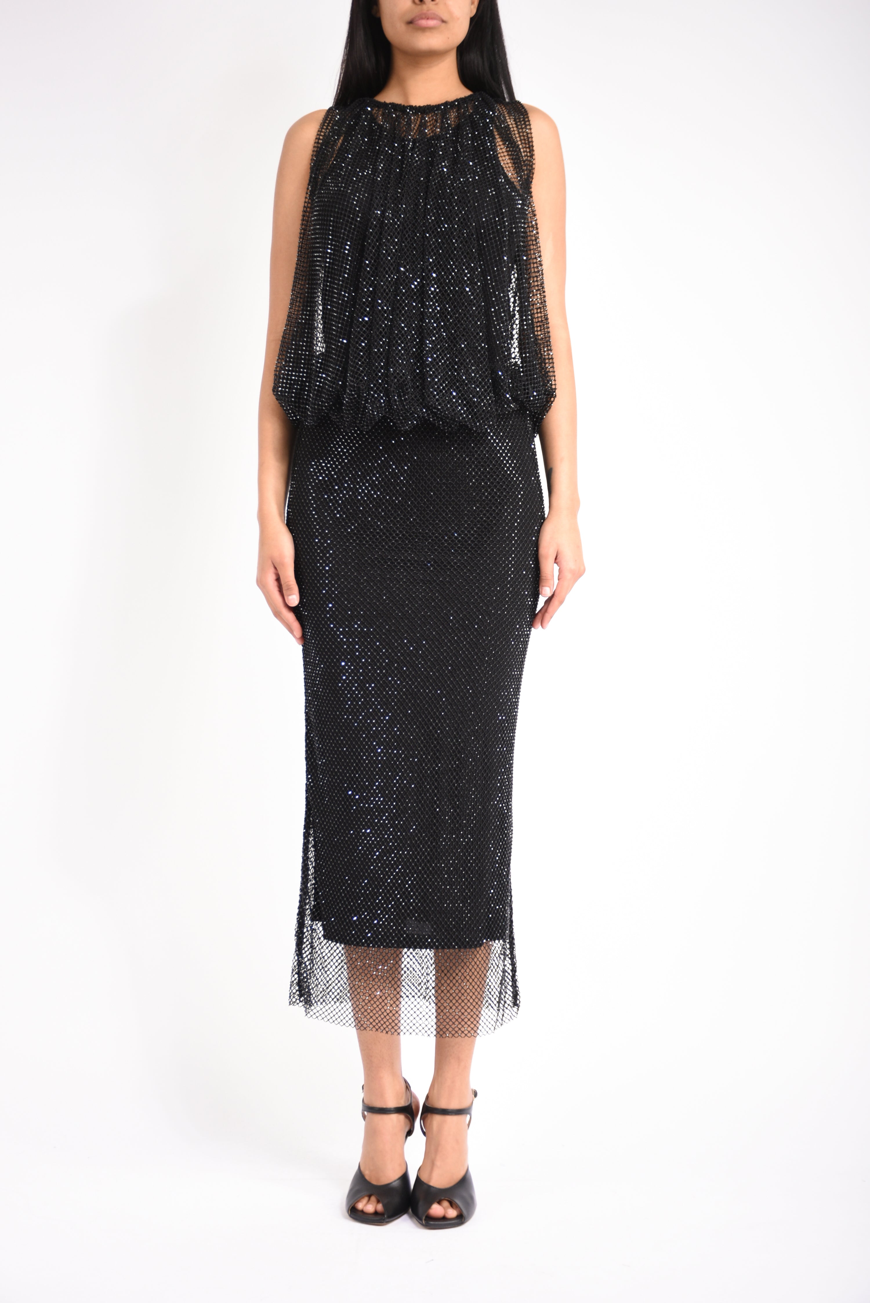 abito lungo in jersey con cristalli pappa