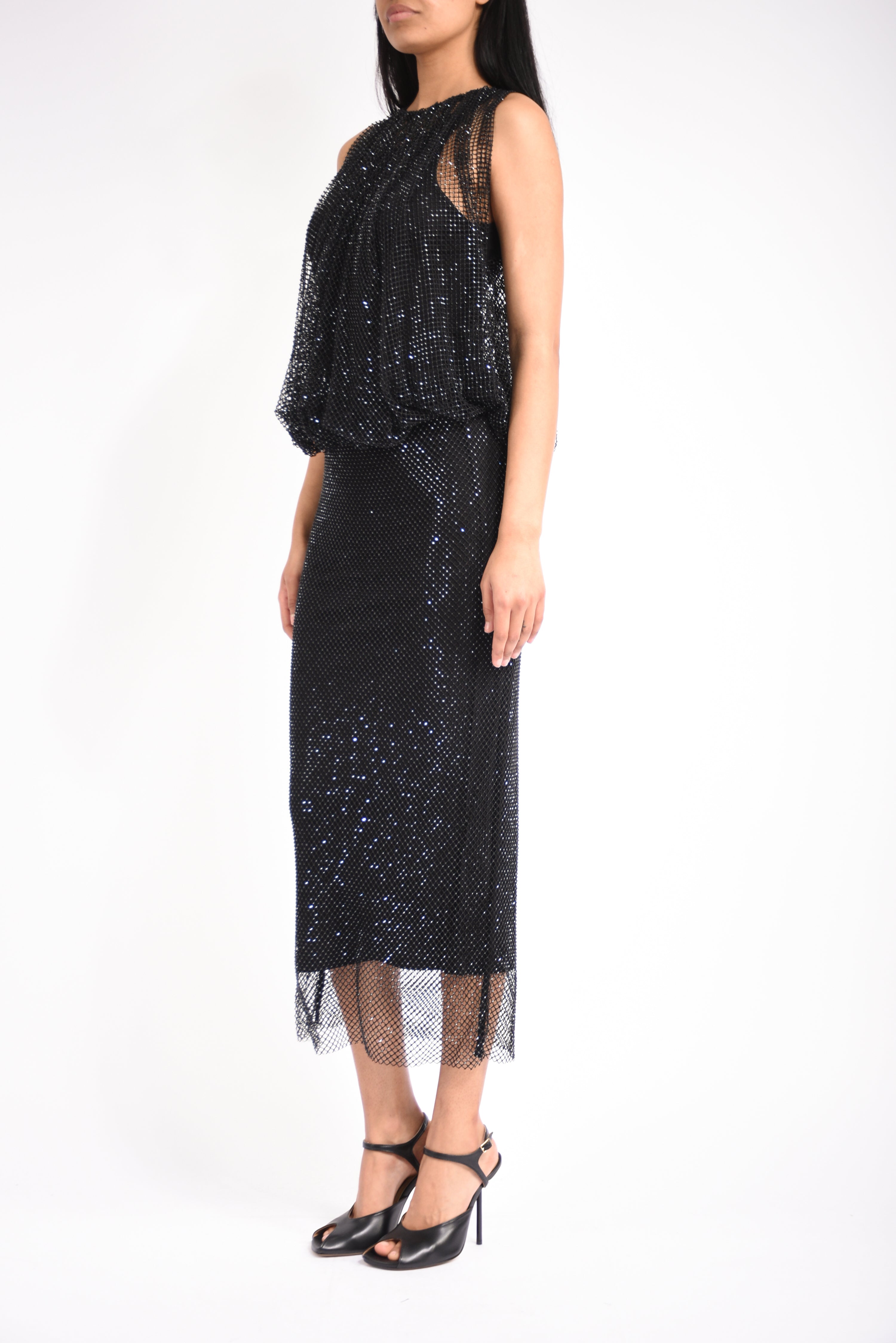 abito lungo in jersey con cristalli pappa