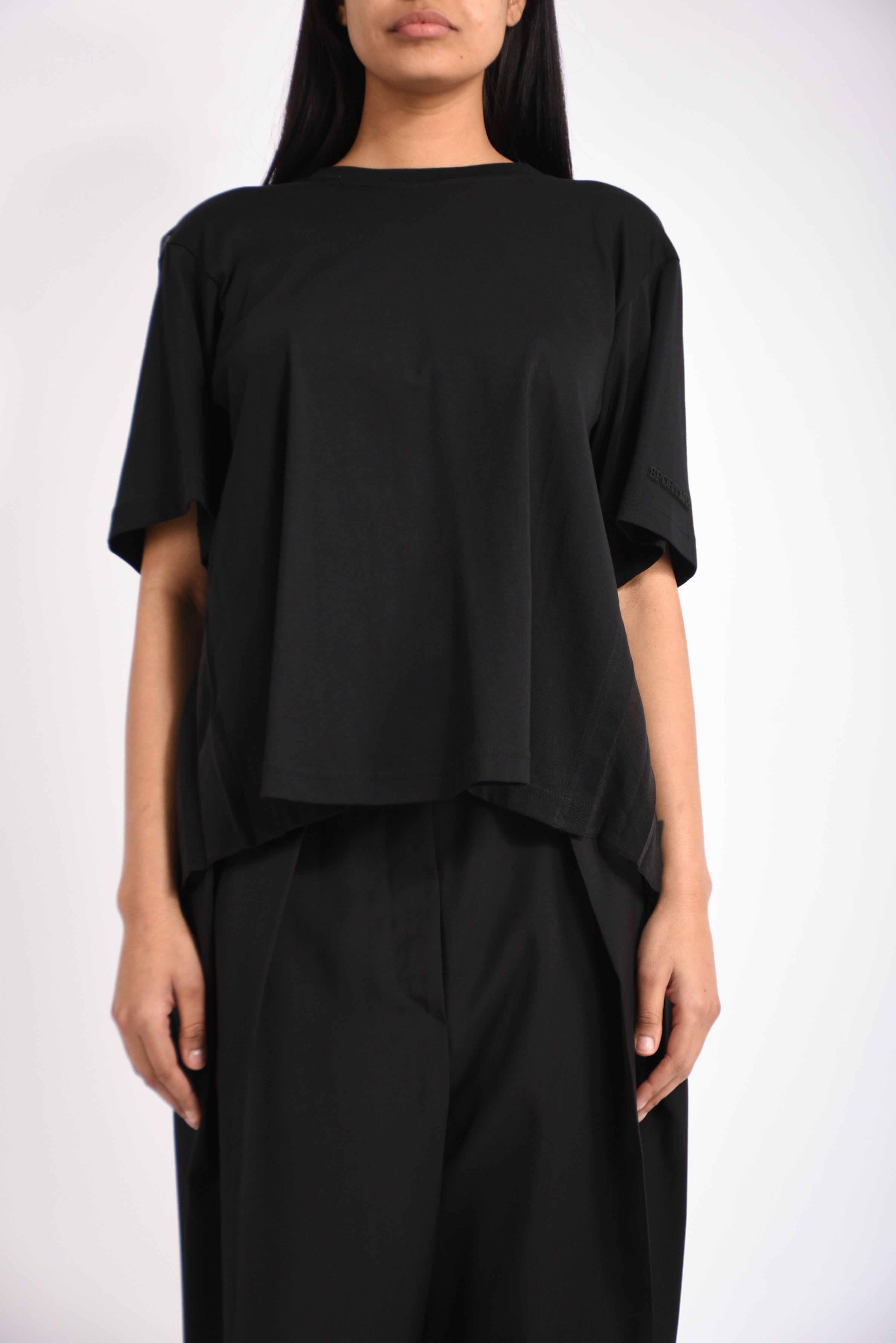 t-shirt con retro plissè spiga