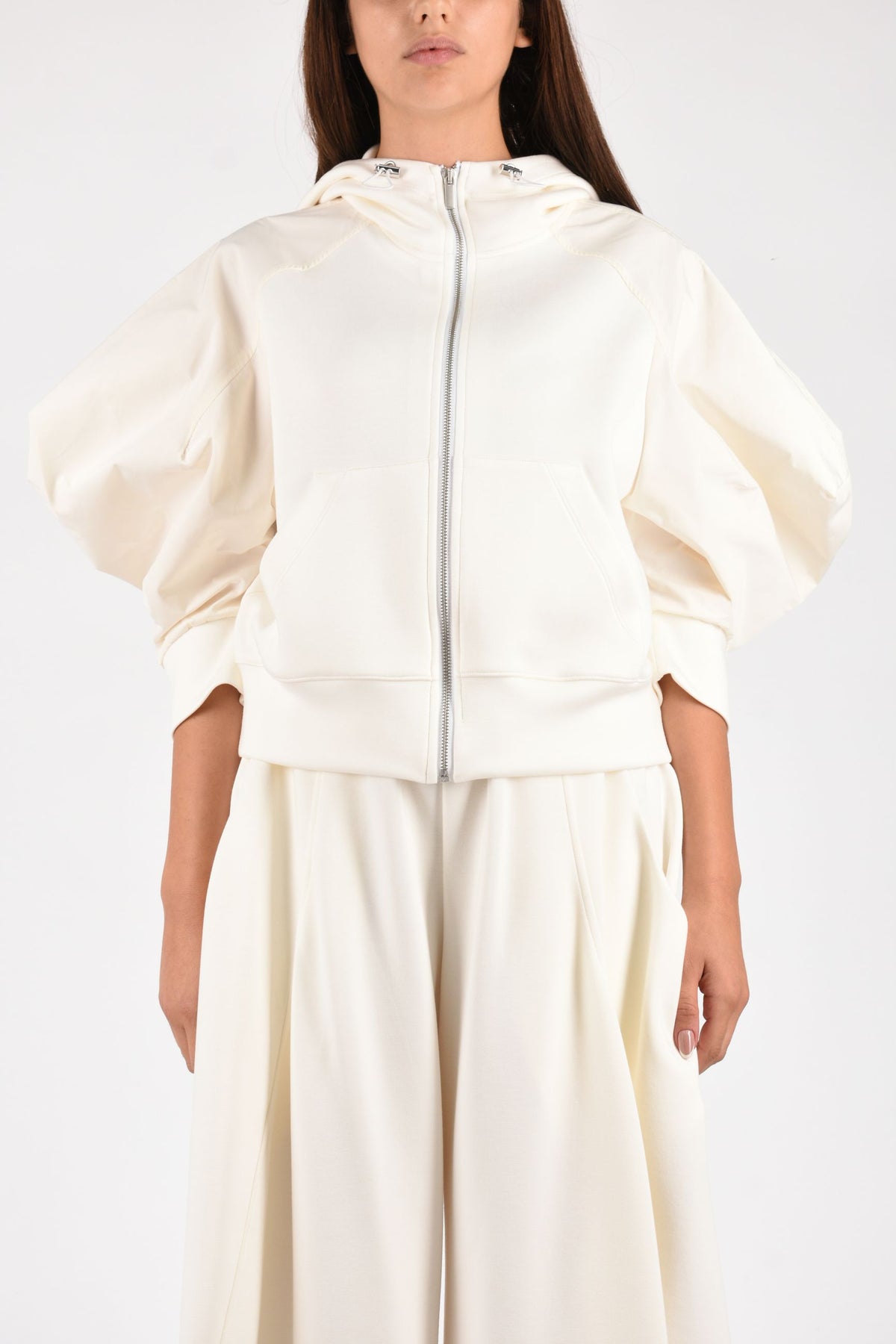 BLUSA CON CAPPUCCIO ED INSERTI IN TAFFETA M6FD10